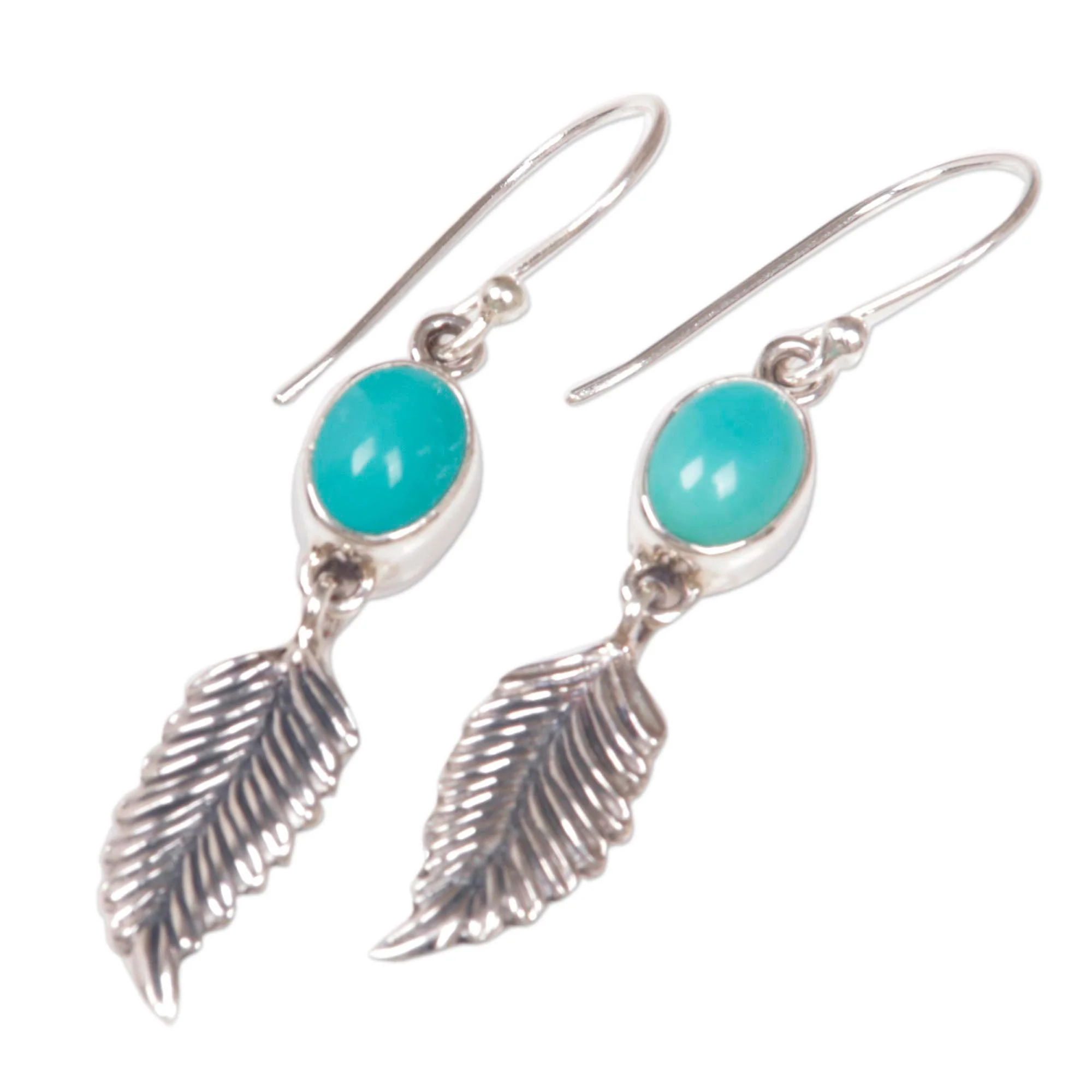 Leaves of Hope Leaf Motif Magnesite Dangle Earrings from Bali - Image 3