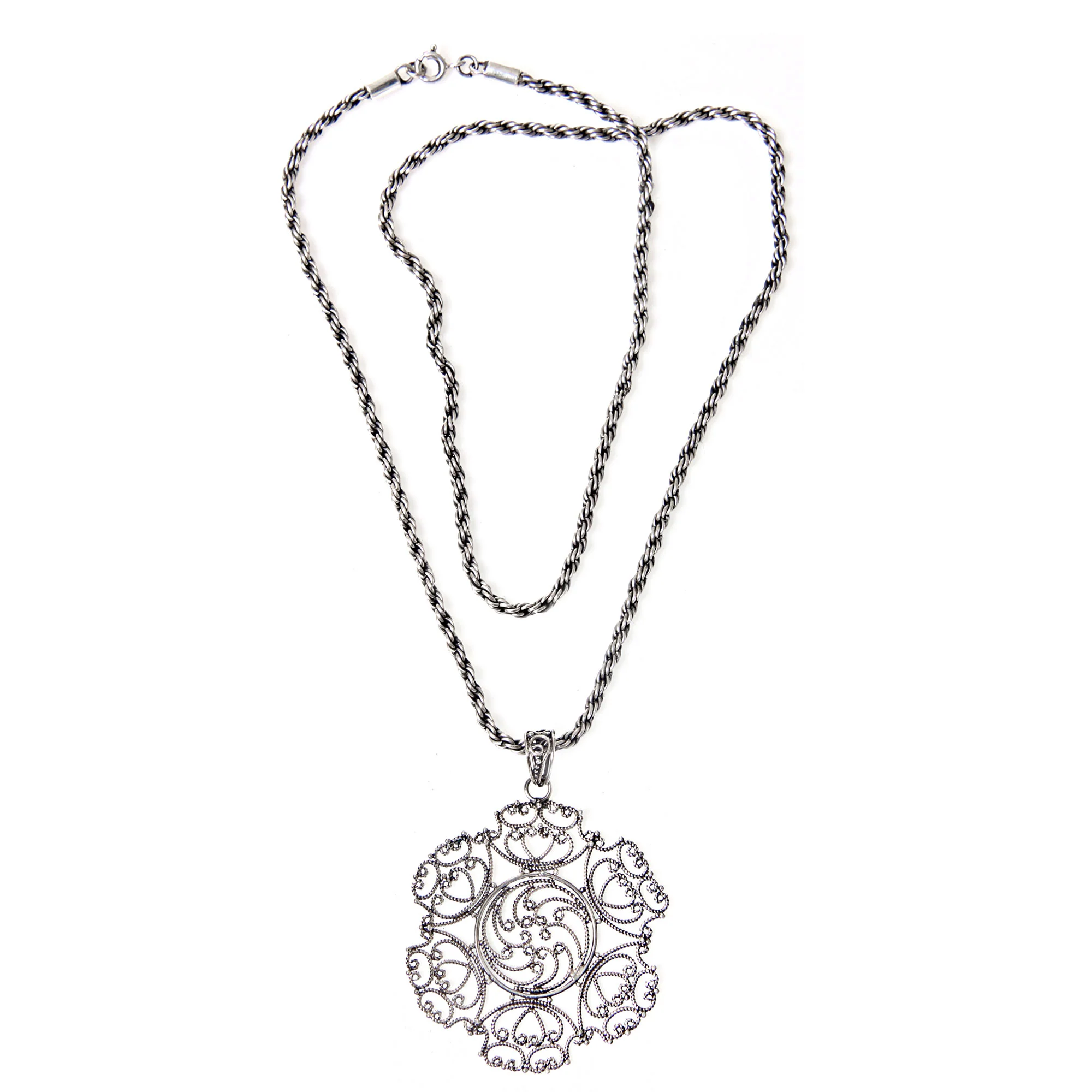 Legian Lace Unique Lacy Sterling Silver 925 Pendant Necklace - Image 2