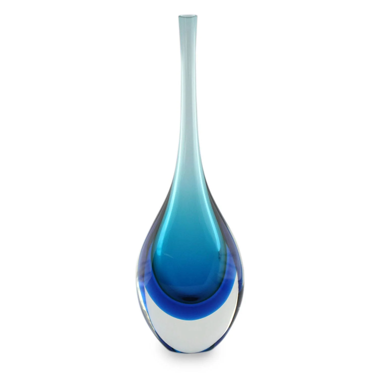 Levitating Sky Blue Art Glass Murano Inspired Vase - Image 2
