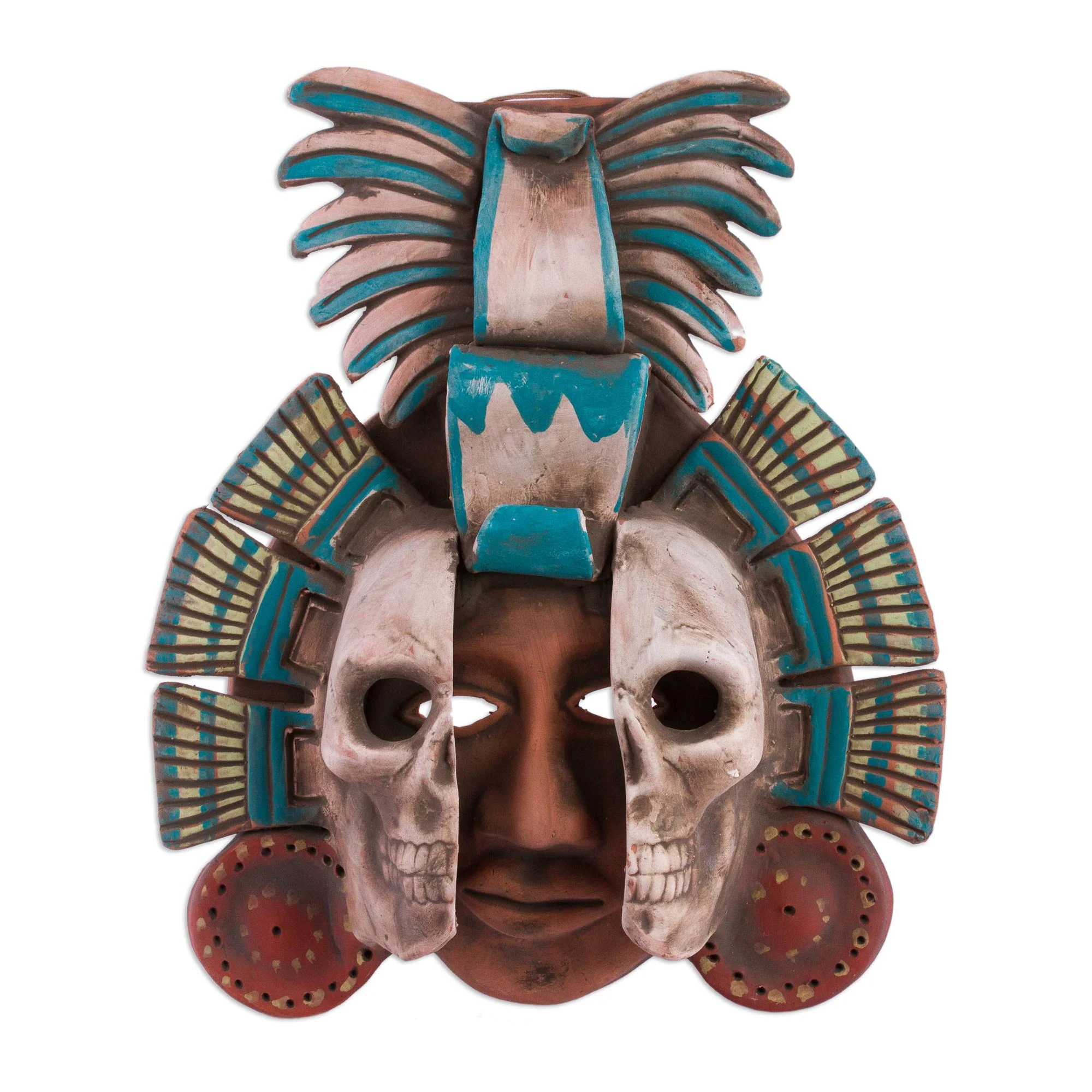 Life and Death in Teotihuacan Handcrafted Mexican Ceramic Skull Mask - Image 2