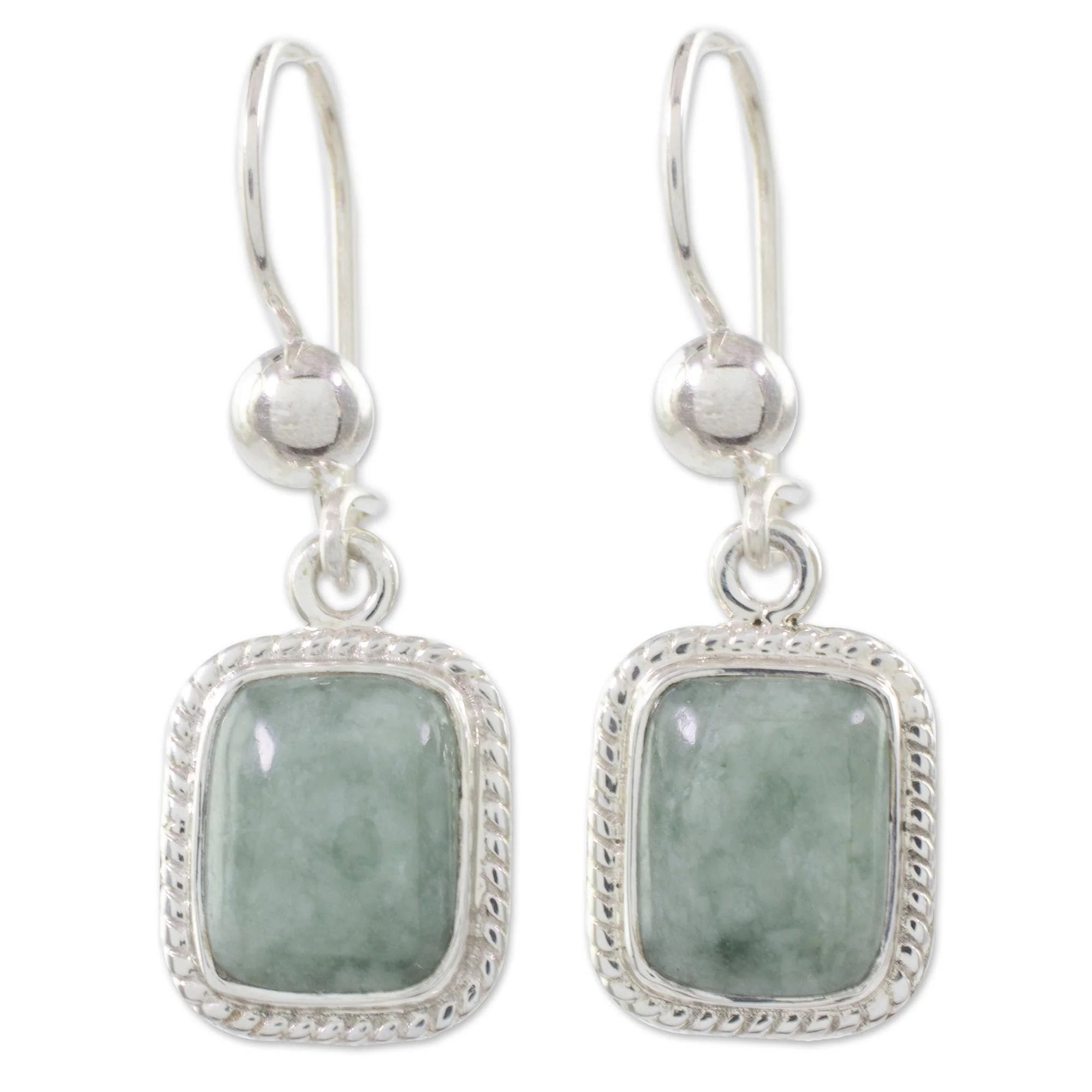 Life Divine Guatemalan Green Jade Artisan Crafted Earrings - Image 2