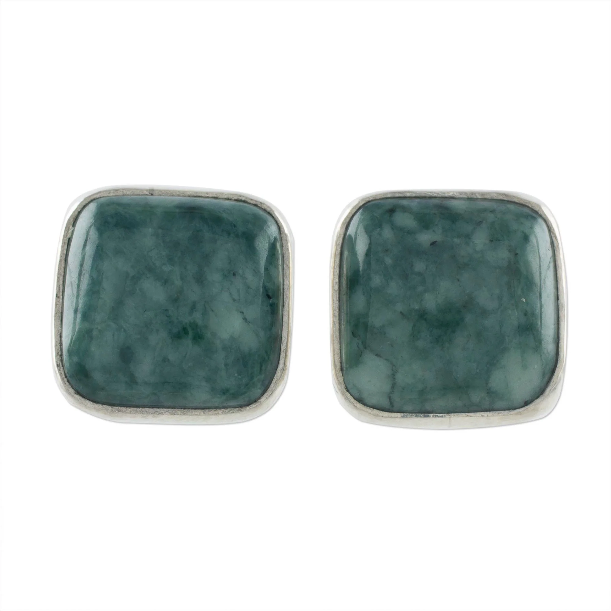 Life Divine Jade & Silver Button Earrings - Image 2