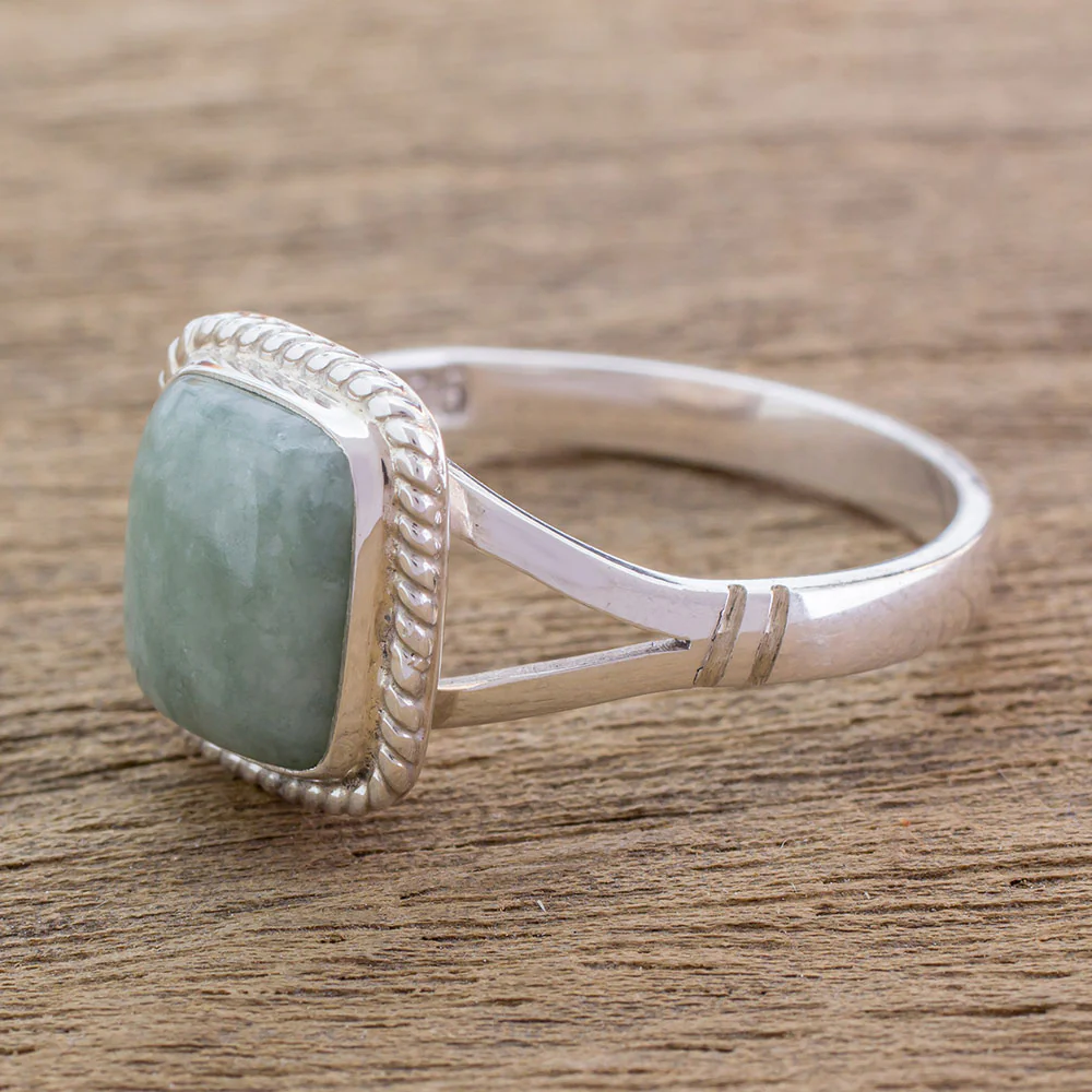 Life Divine Jade & Silver Ring - Image 4