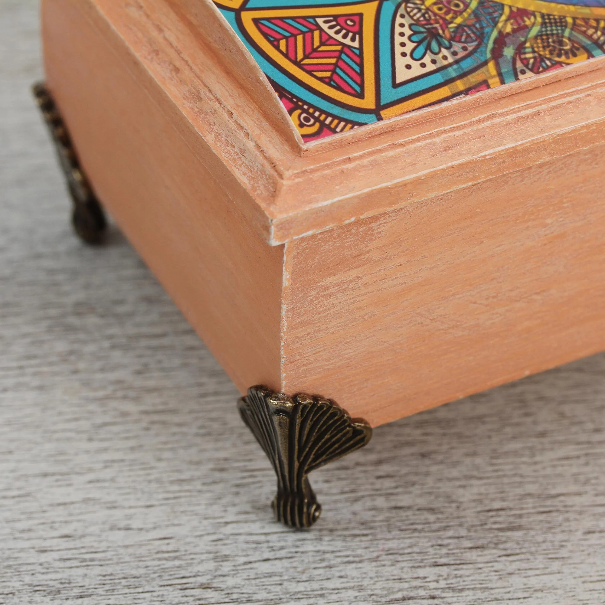 Life is Good Sun and Moon Decoupage Wood Decorative Box from Mexico - Image 4