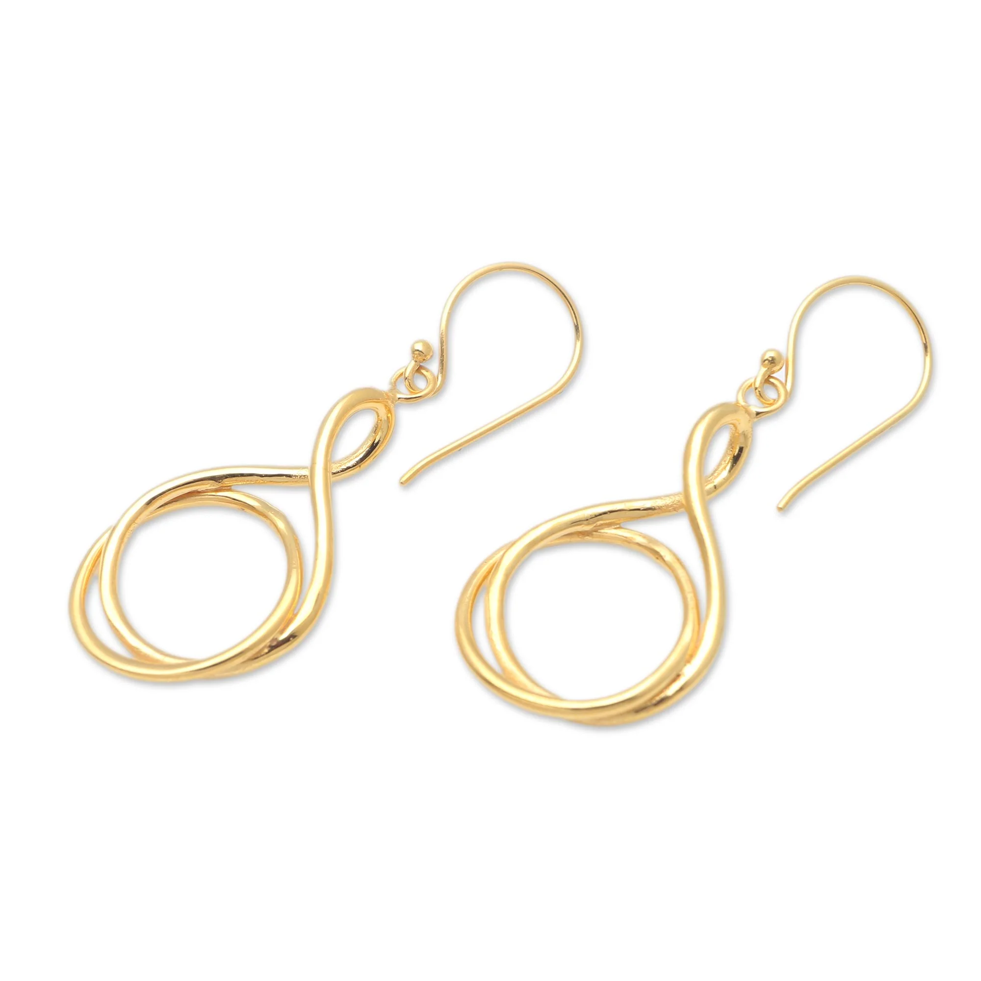 Life Path Handmade Gold-Plated Brass Dangle Earrings - Image 3