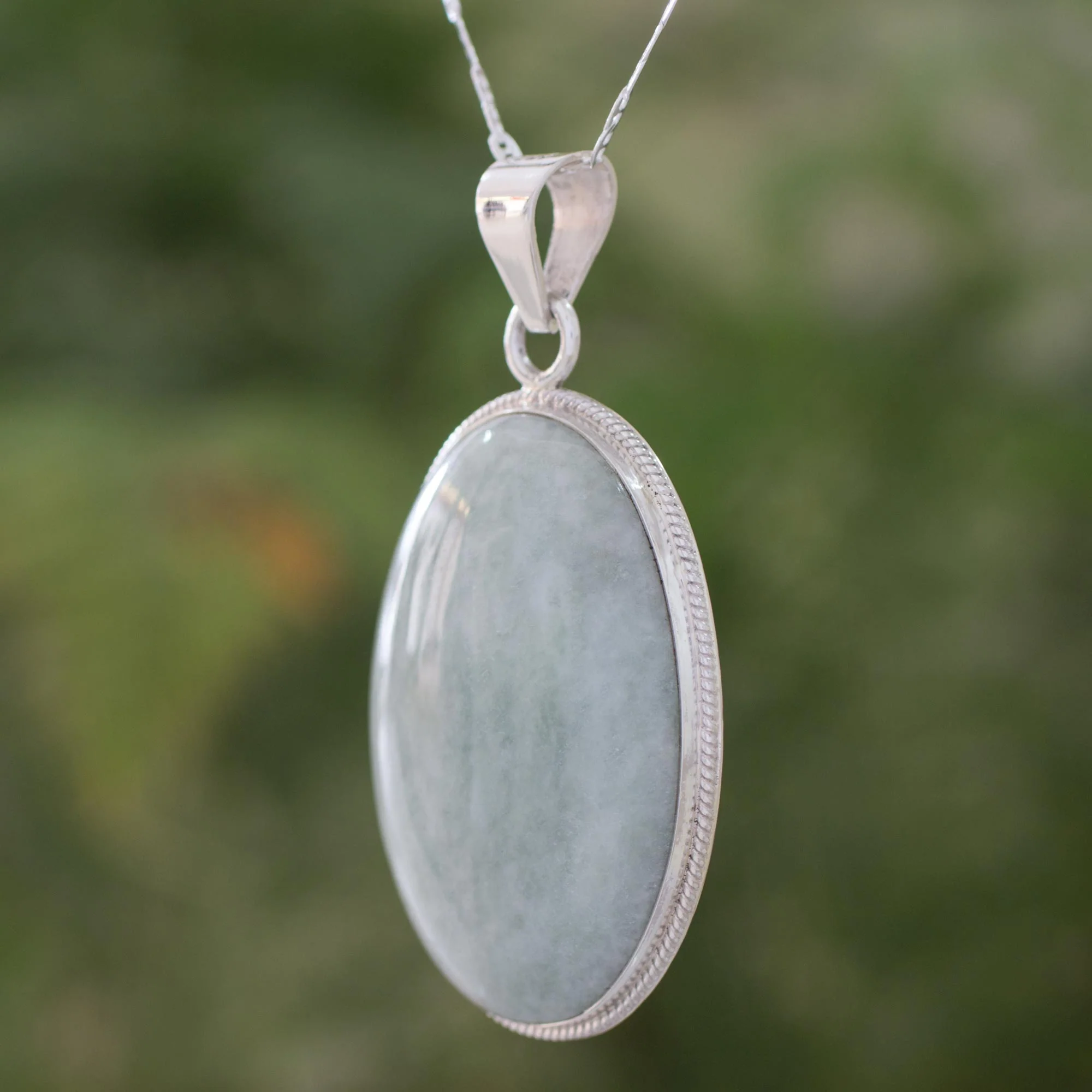 Light Green Mystique Jade Pendant Necklace - Image 4