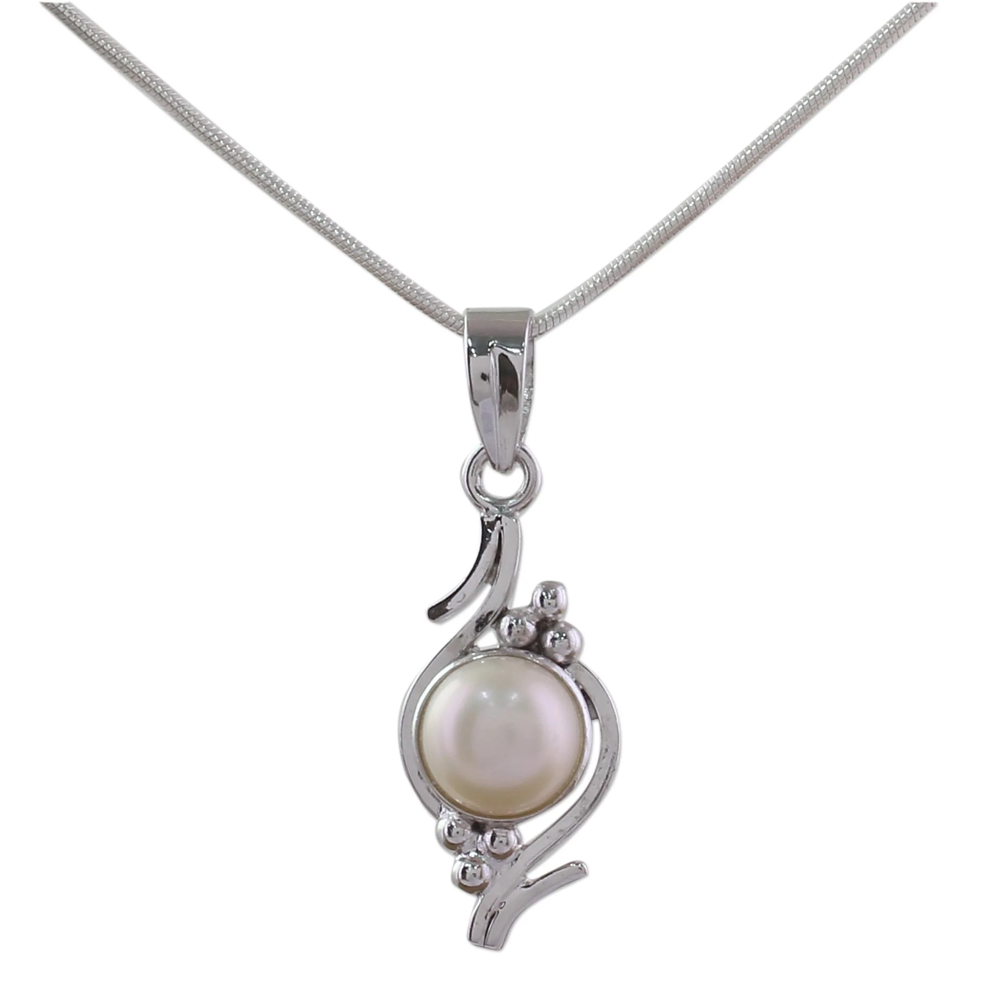 Lightning Cloud Pearl on Sterling Silver Necklace Bridal Jewelry - Image 5