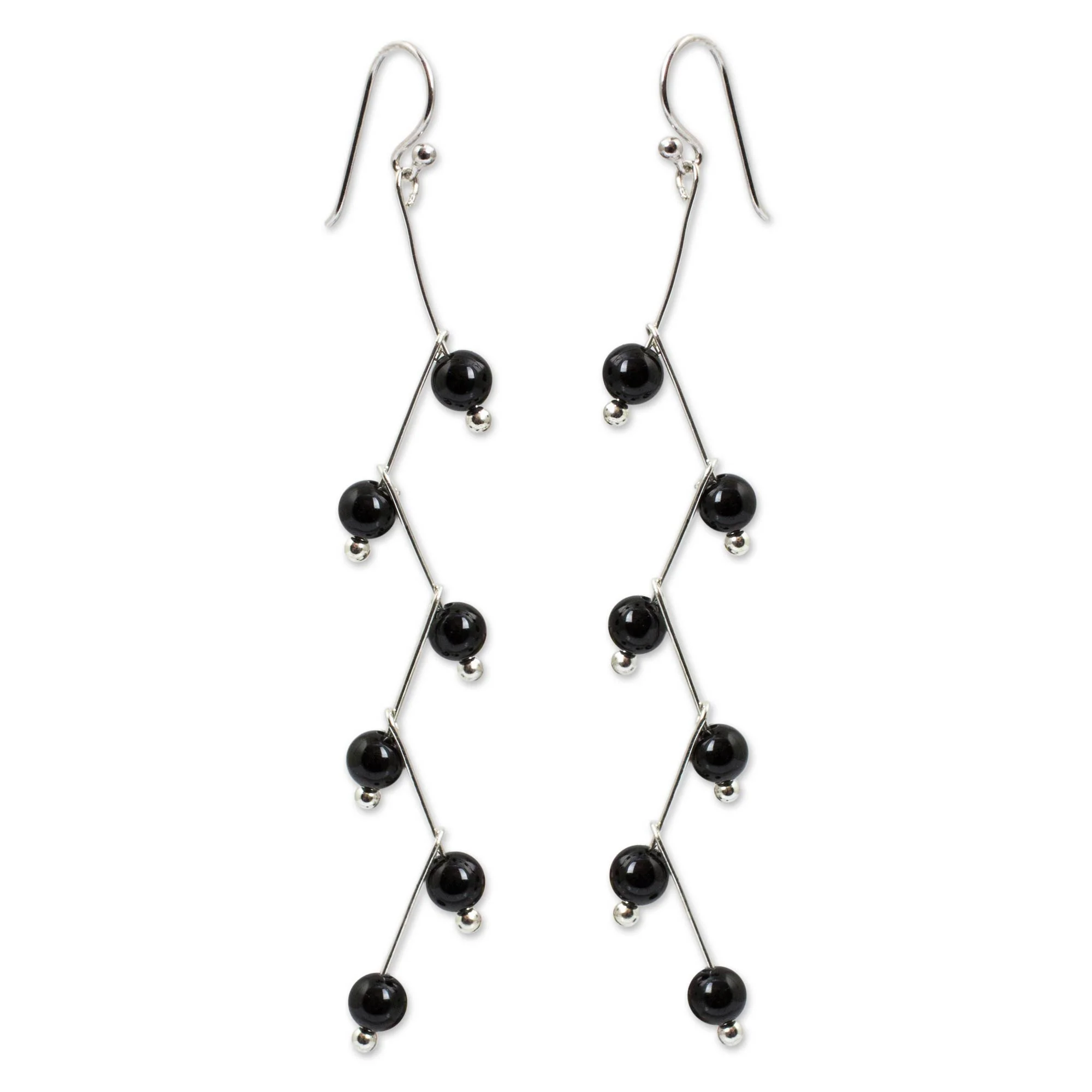 Lightning Modern Handcrafted Onyx Dangle Earrings - Image 2