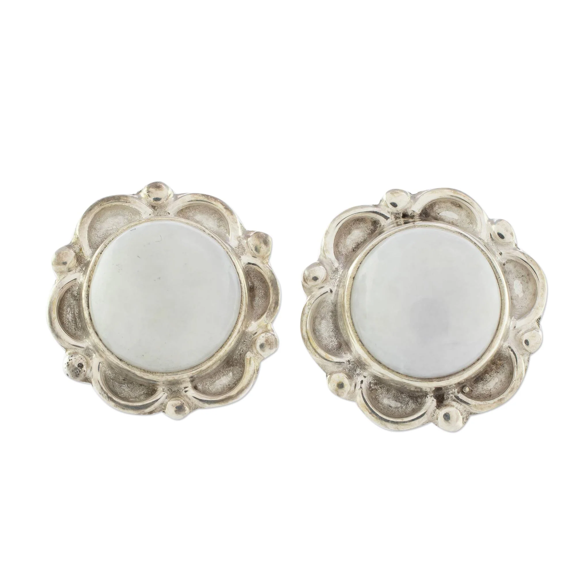 Lilac Dahlias Guatemalan Hand Crafted Lilac Jade Earrings - Image 2