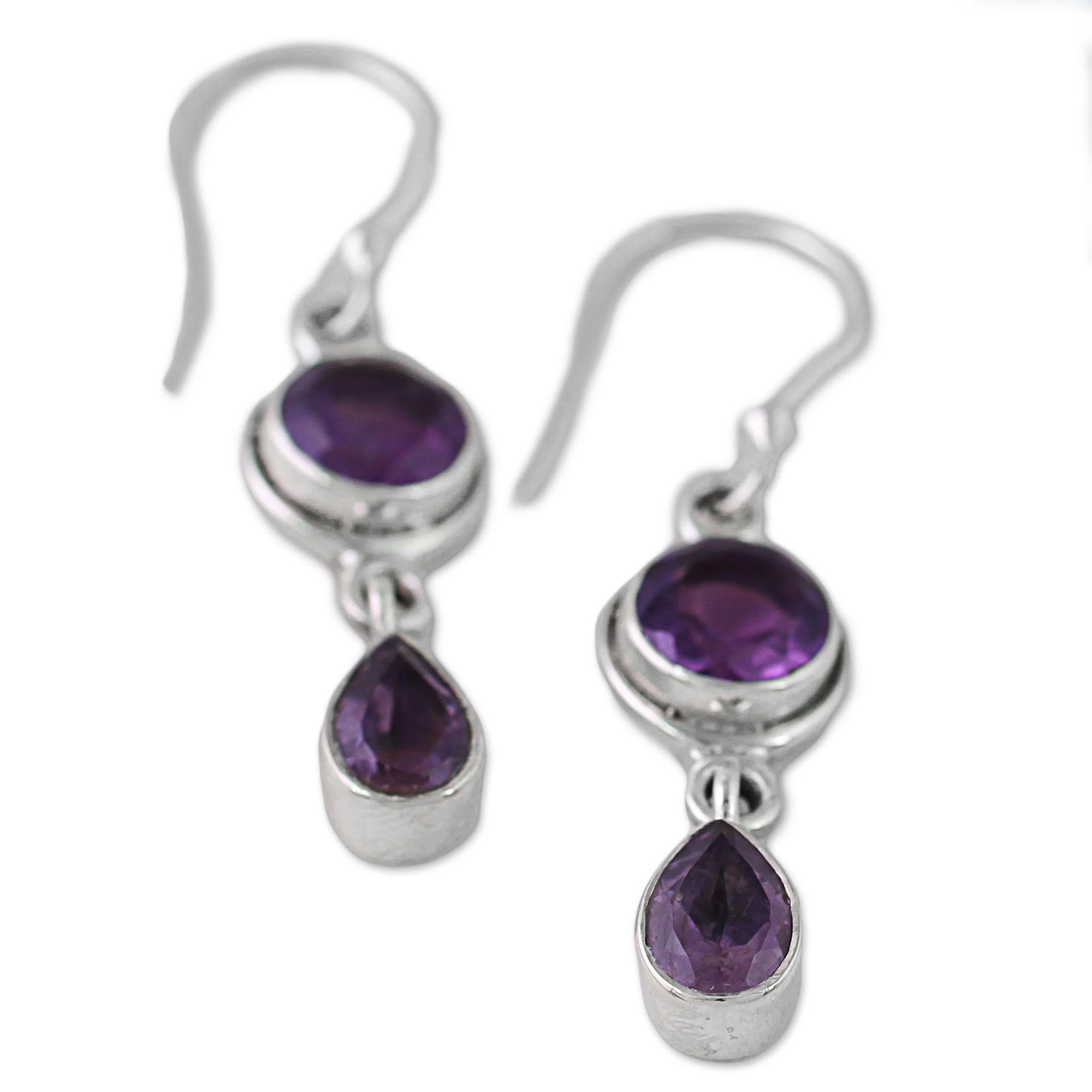Lilac Droplets Faceted Amethyst and Sterling Silver Dangle Earrings - Image 5