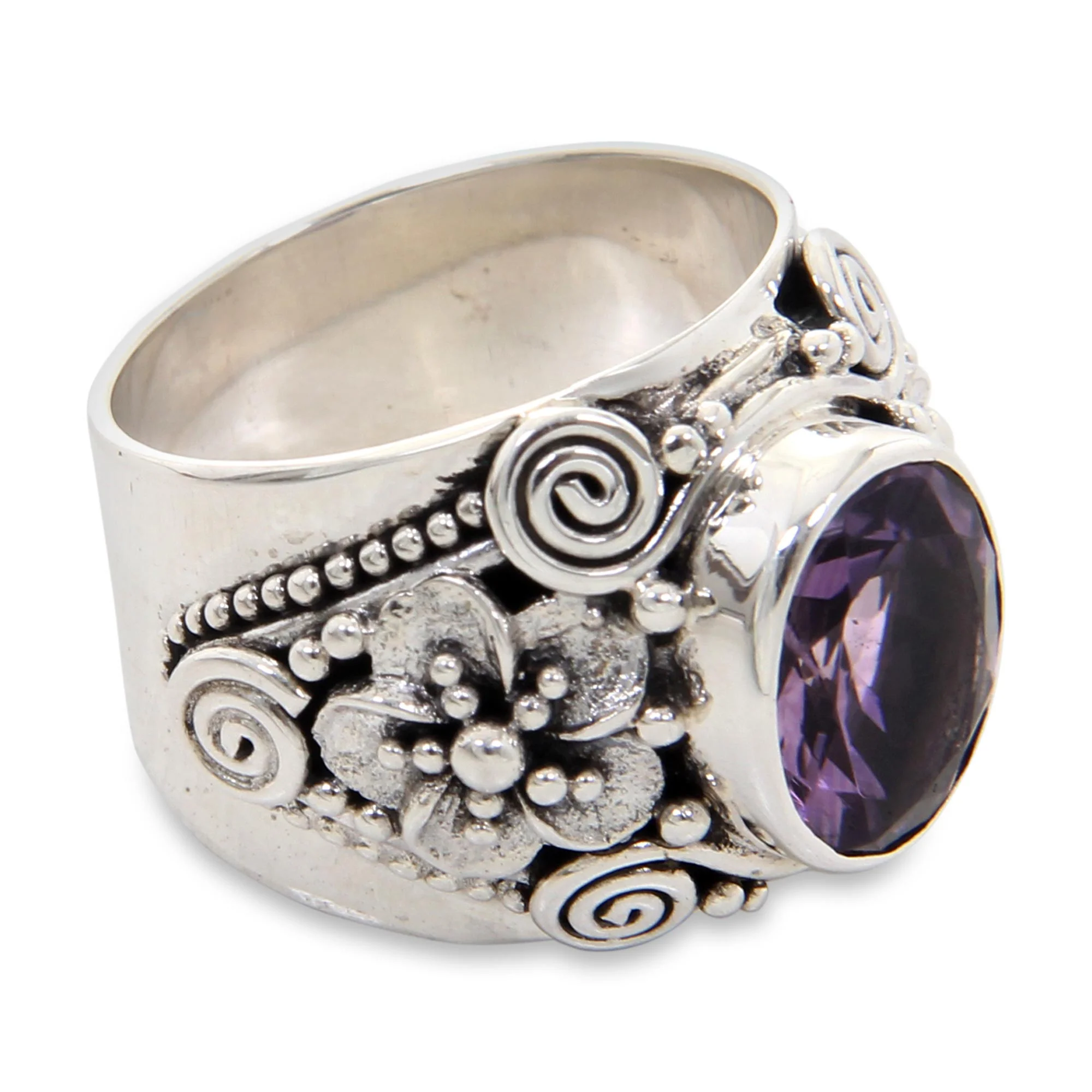 Lilac Frangipani Amethyst Sterling Silver Ring - Image 2