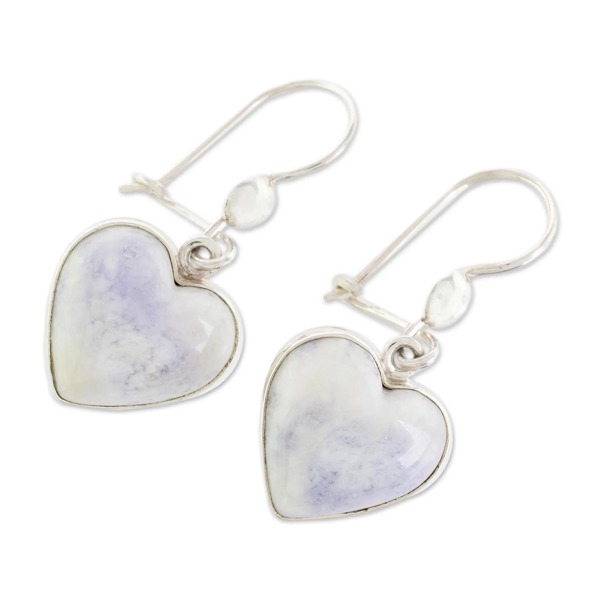 Lilac Jade Heart Drop Earrings - Image 4