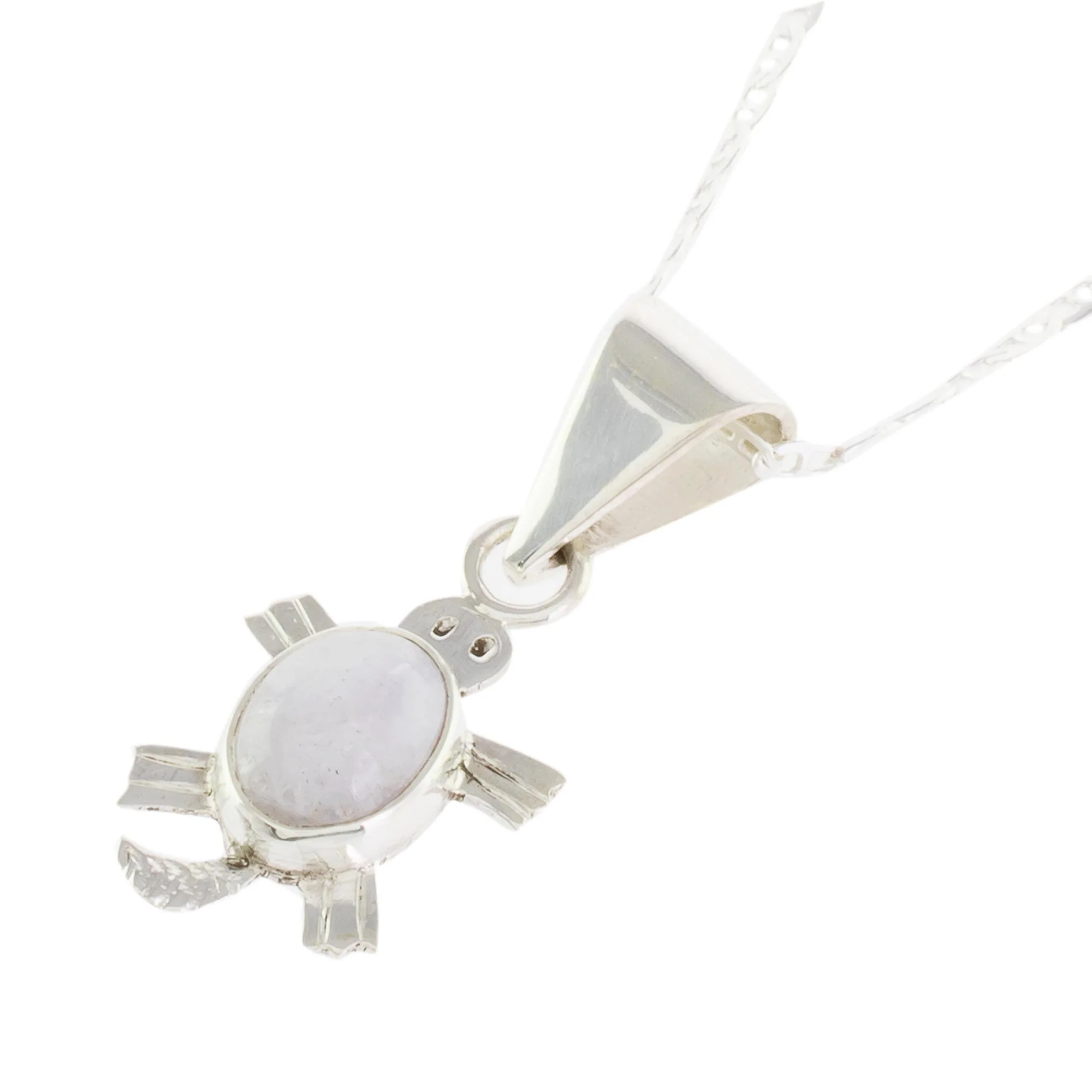 Lilac Marine Turtle Artisan Crafted Lilac Jade Turtle Necklace - Image 4
