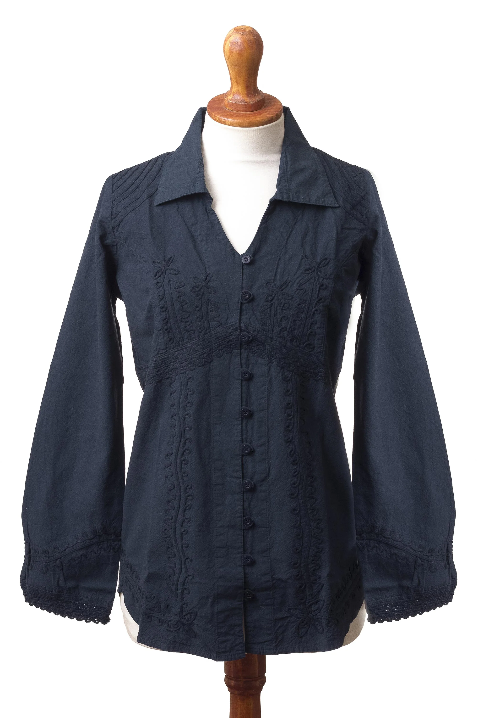 Lily of Incas in Navy Lily of the Incas Button-front Navy Blue Blouse - Image 2