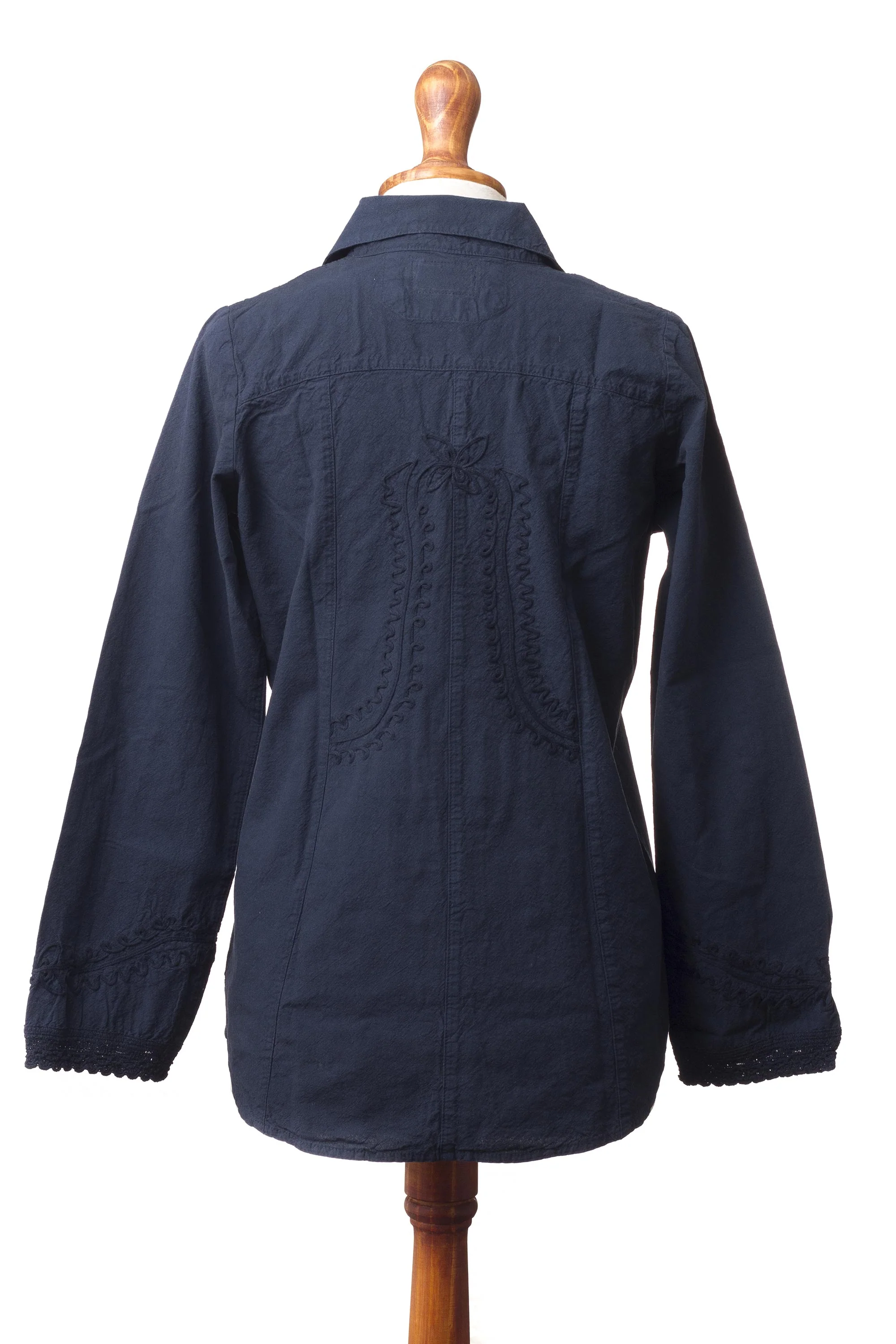 Lily of Incas in Navy Lily of the Incas Button-front Navy Blue Blouse - Image 4