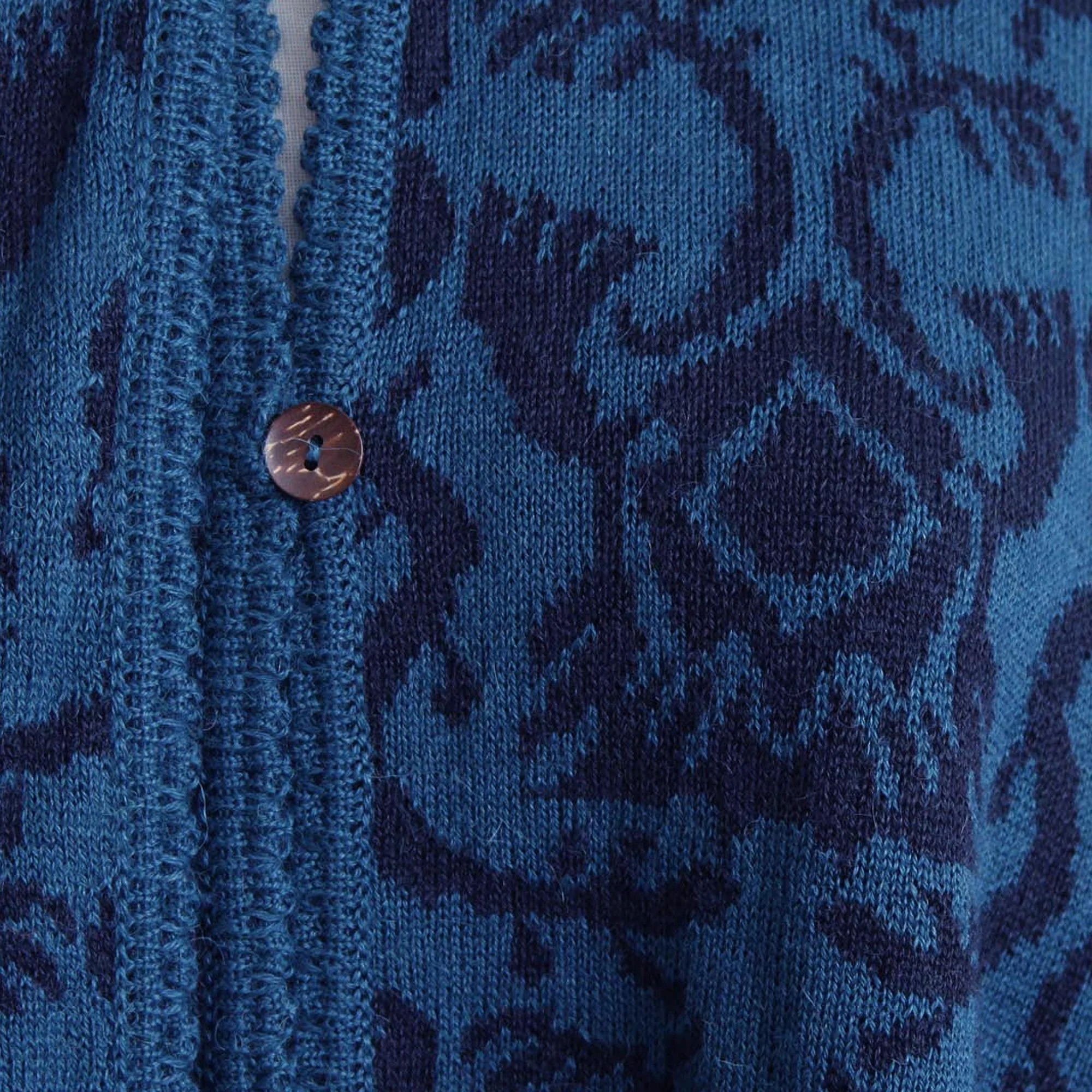 Lima Flora Blue Alpaca Blend Ruana Cloak - Image 5
