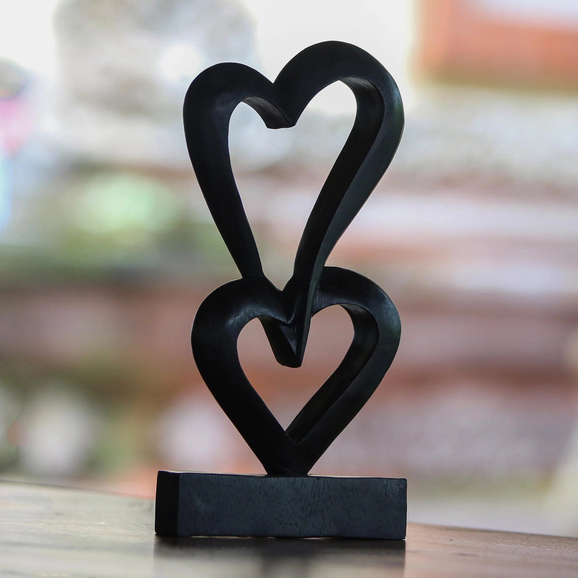 Linking Hearts Romantic Wood Sculpture - Image 3