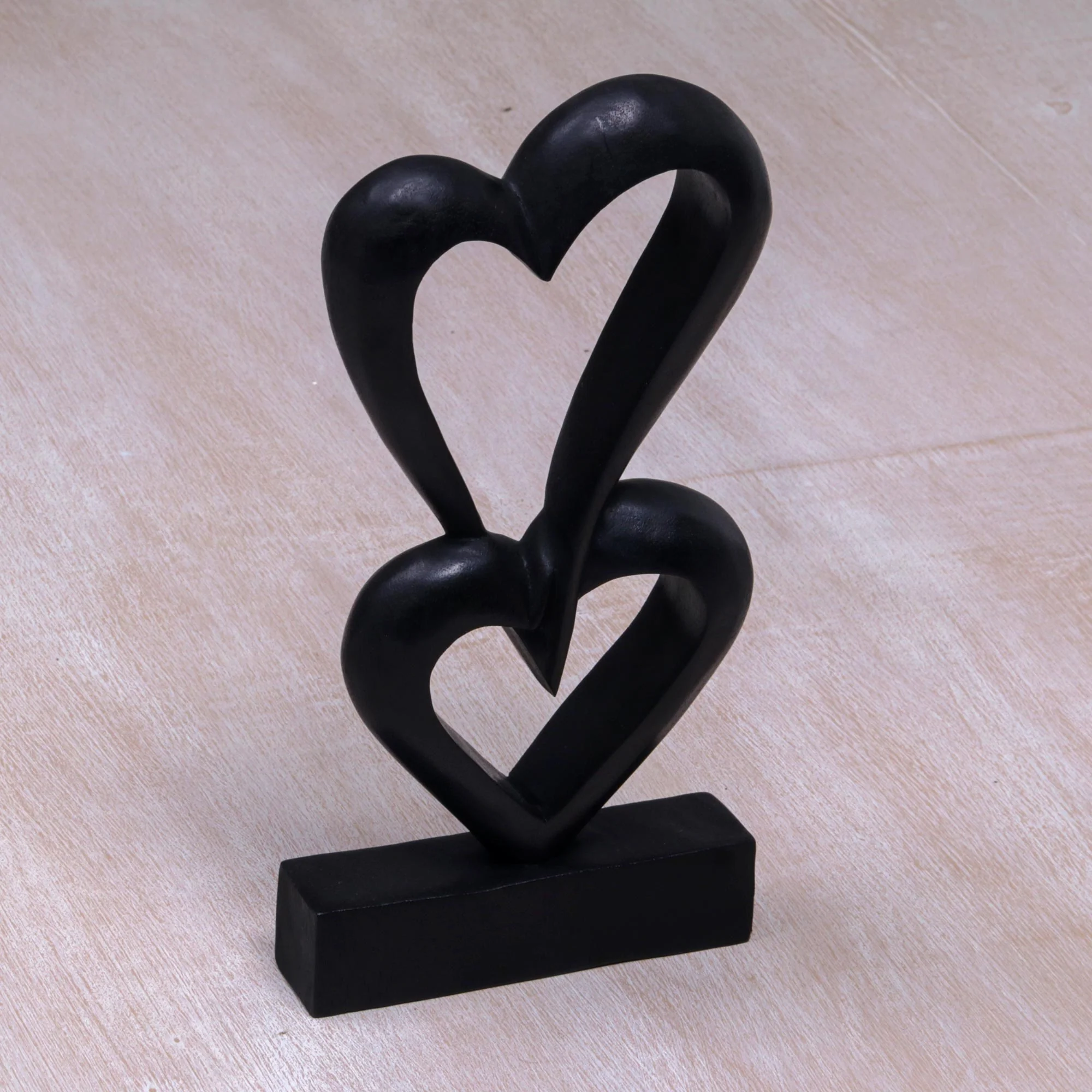 Linking Hearts Romantic Wood Sculpture - Image 4