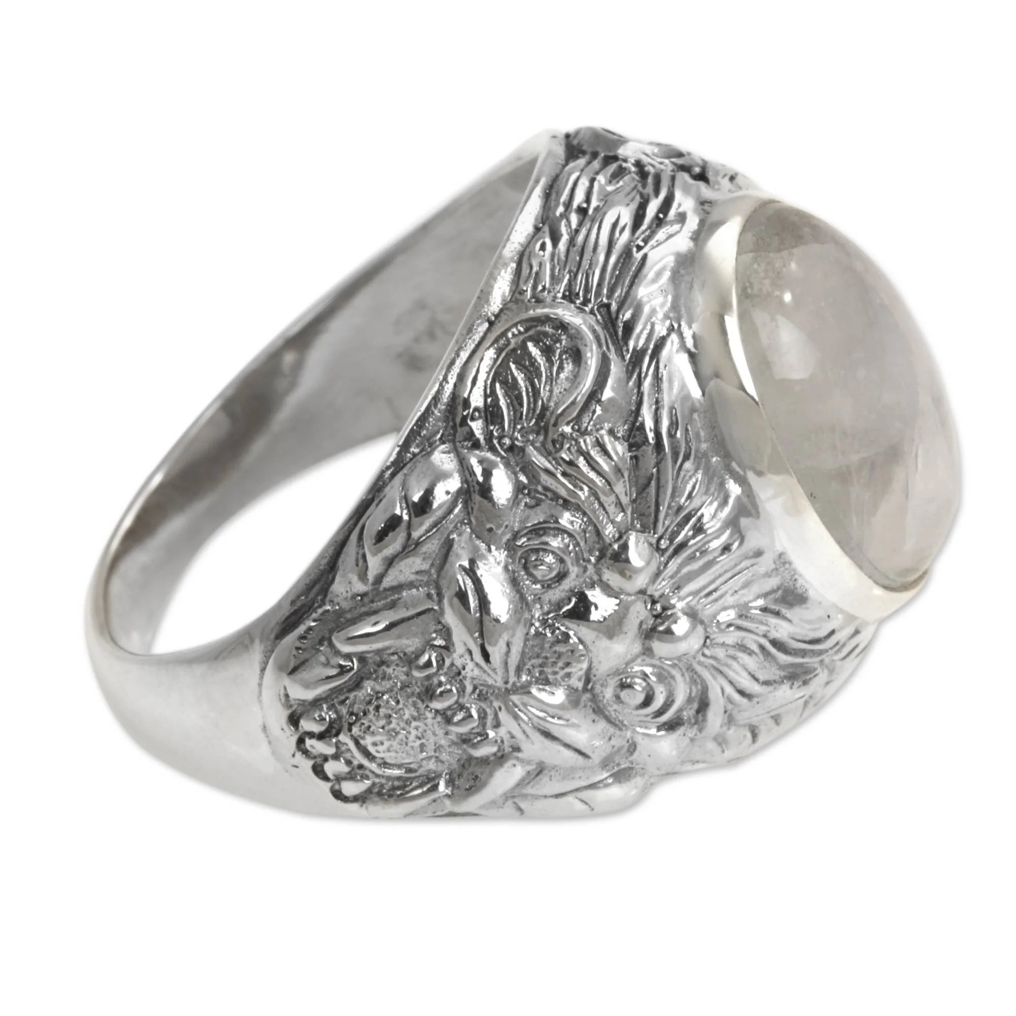 Lion Charisma Moonstone Men's Sterling Silver Ring - Image 3