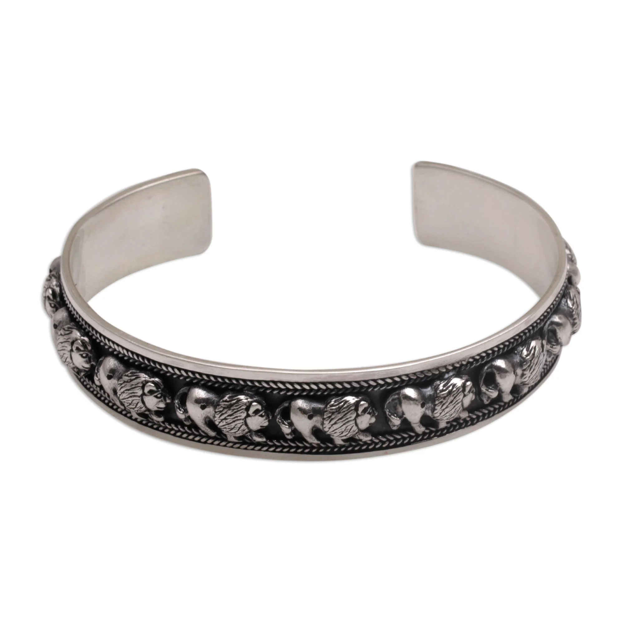 Lion Parade Silver Cuff Bracelet - Image 2