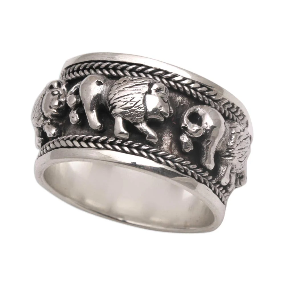 Lion Parade Sterling Silver Band Ring - Image 5