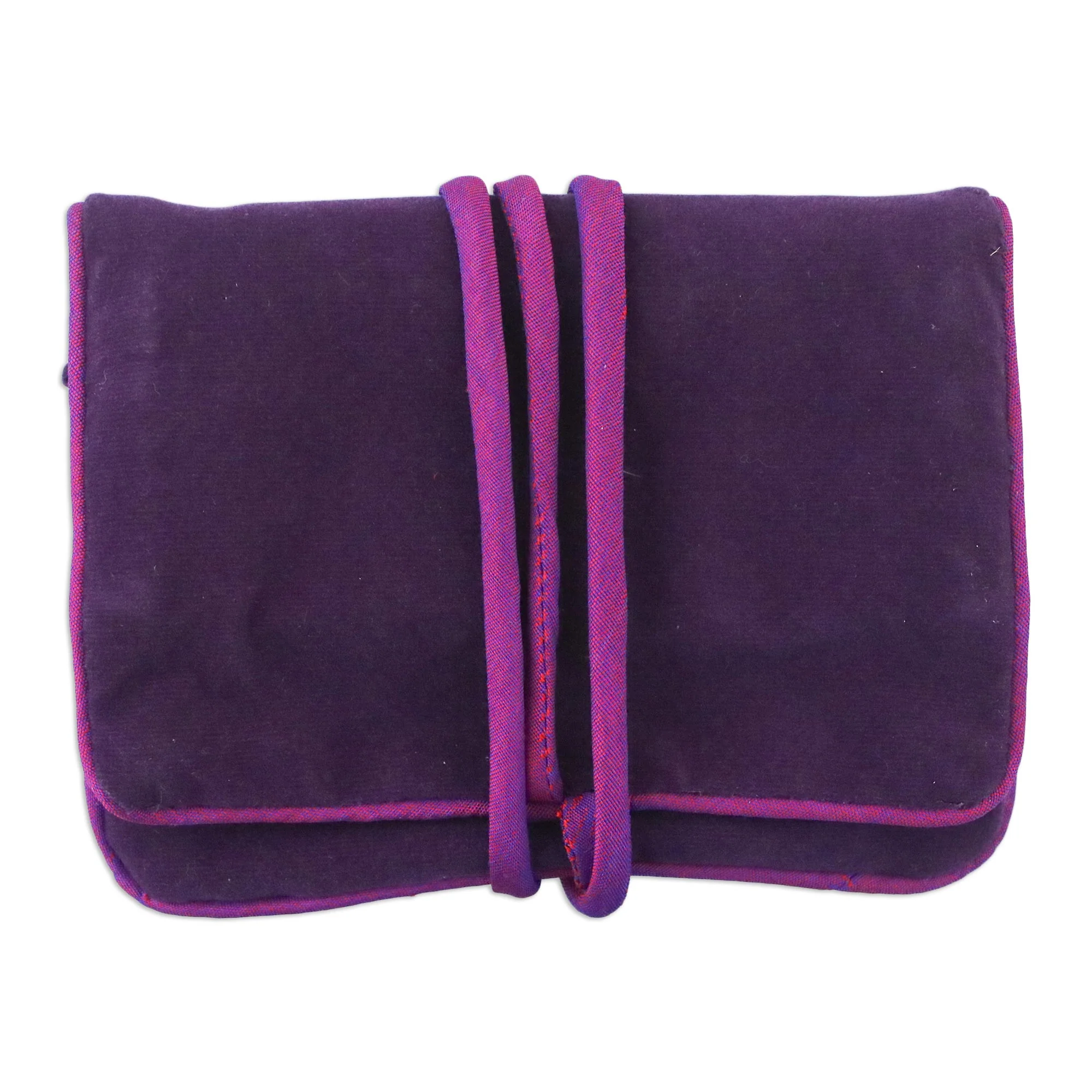 Lisu Jewels Hill Tribe Applique Jewelry Roll in Purple from Thailand - Image 4