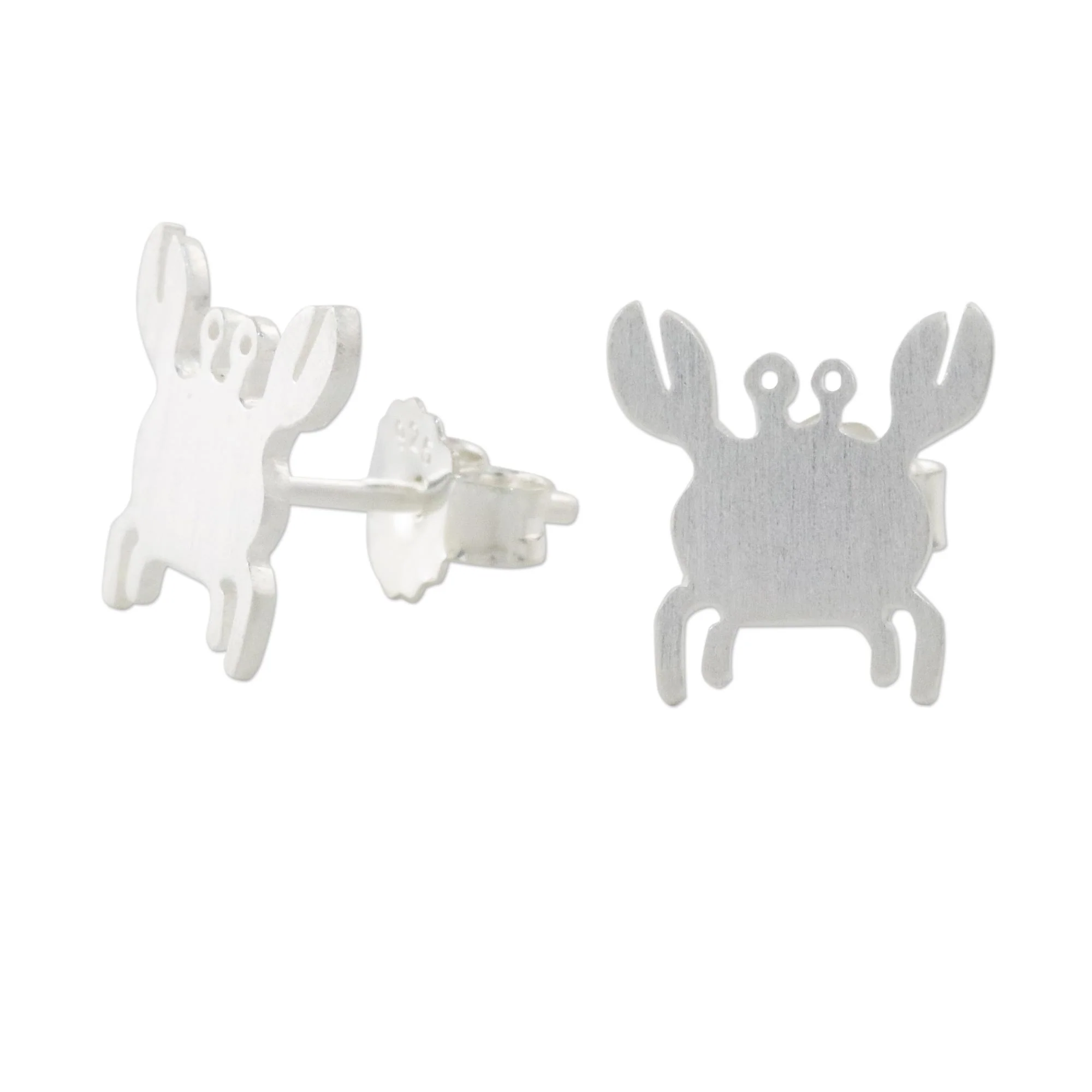 Little Crab Sterling Silver Crab Stud Earrings Handmade in Thailand - Image 4