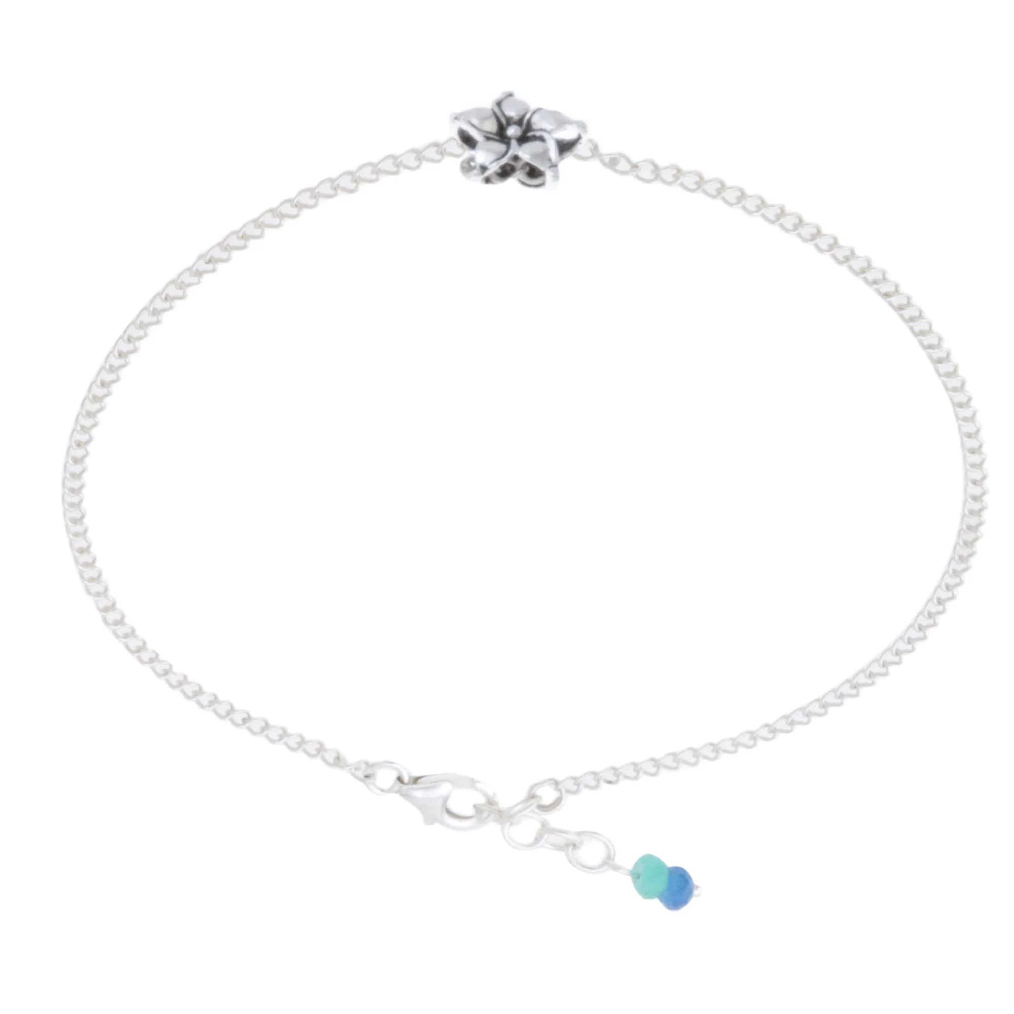 Little Flower Handmade Sterling Silver and Quartz Floral Anklet - Image 5