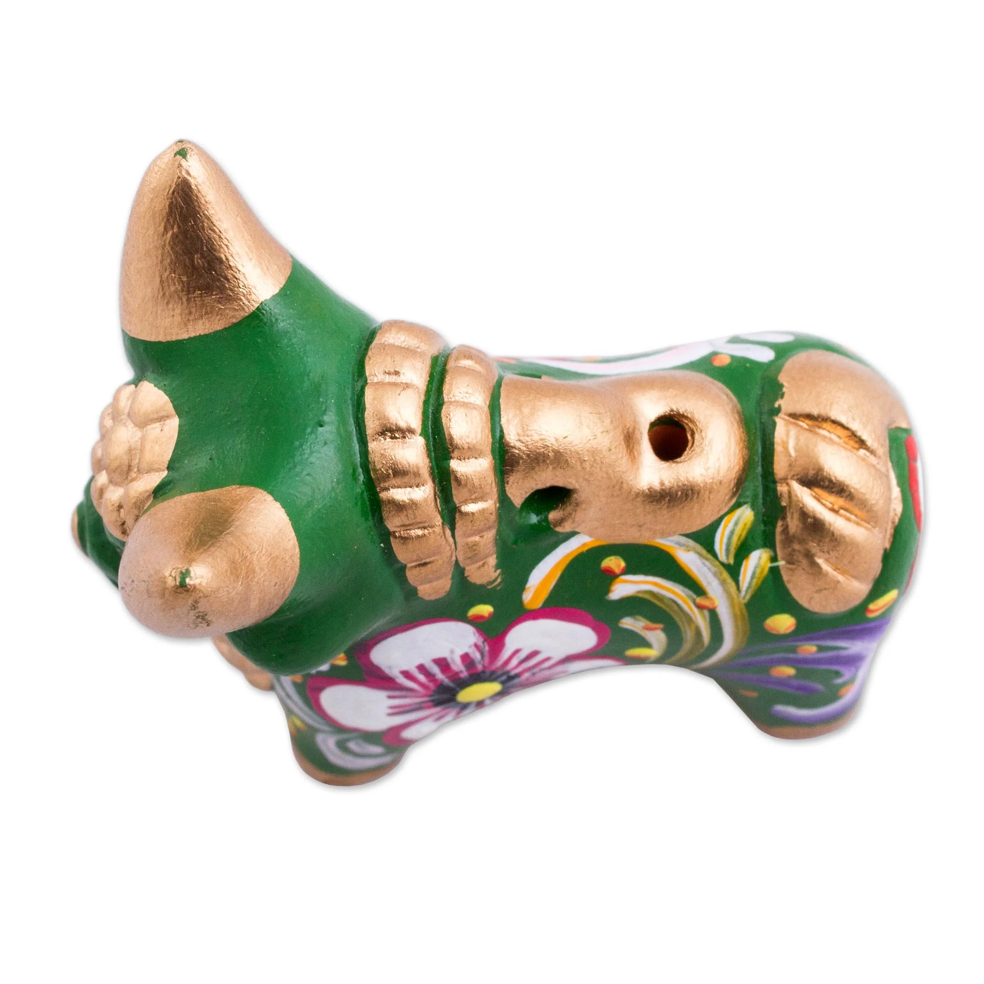 Little Green Pucara Bull Hand Painted Green Ceramic Bull Figurine from Peru - Image 5