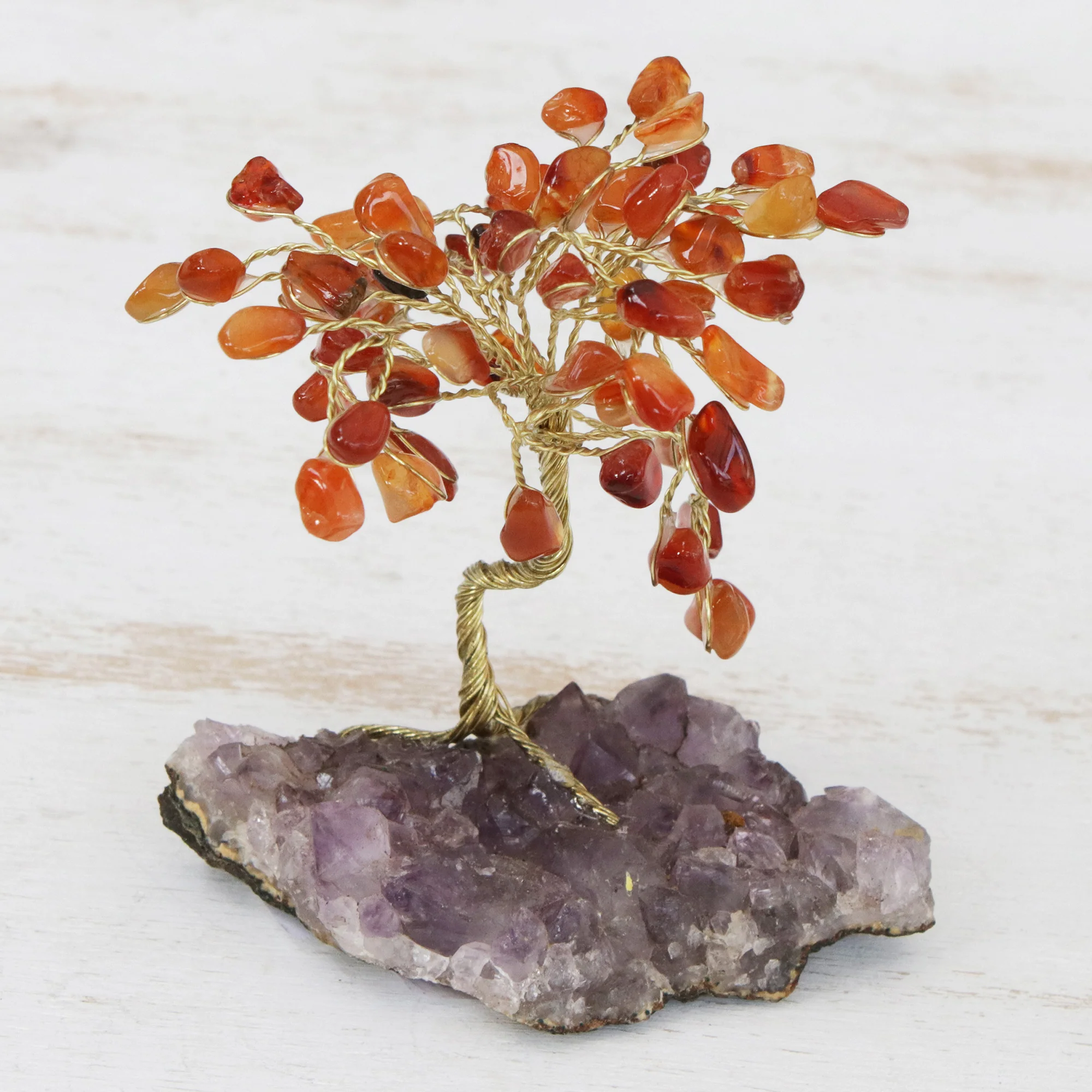 Little Tree Carnelian and Amethyst Gemstone Tree Sculpture from Brazil - Image 3