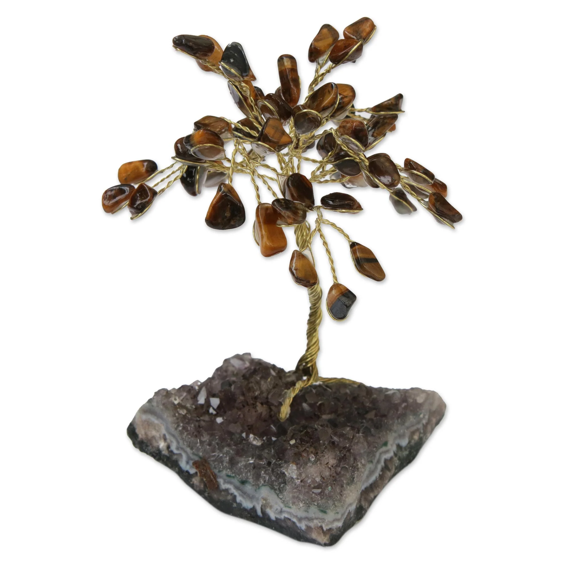 Little Tree Tiger's Eye and Amethyst Gemstone Tree Sculpture from Brazil - Image 4