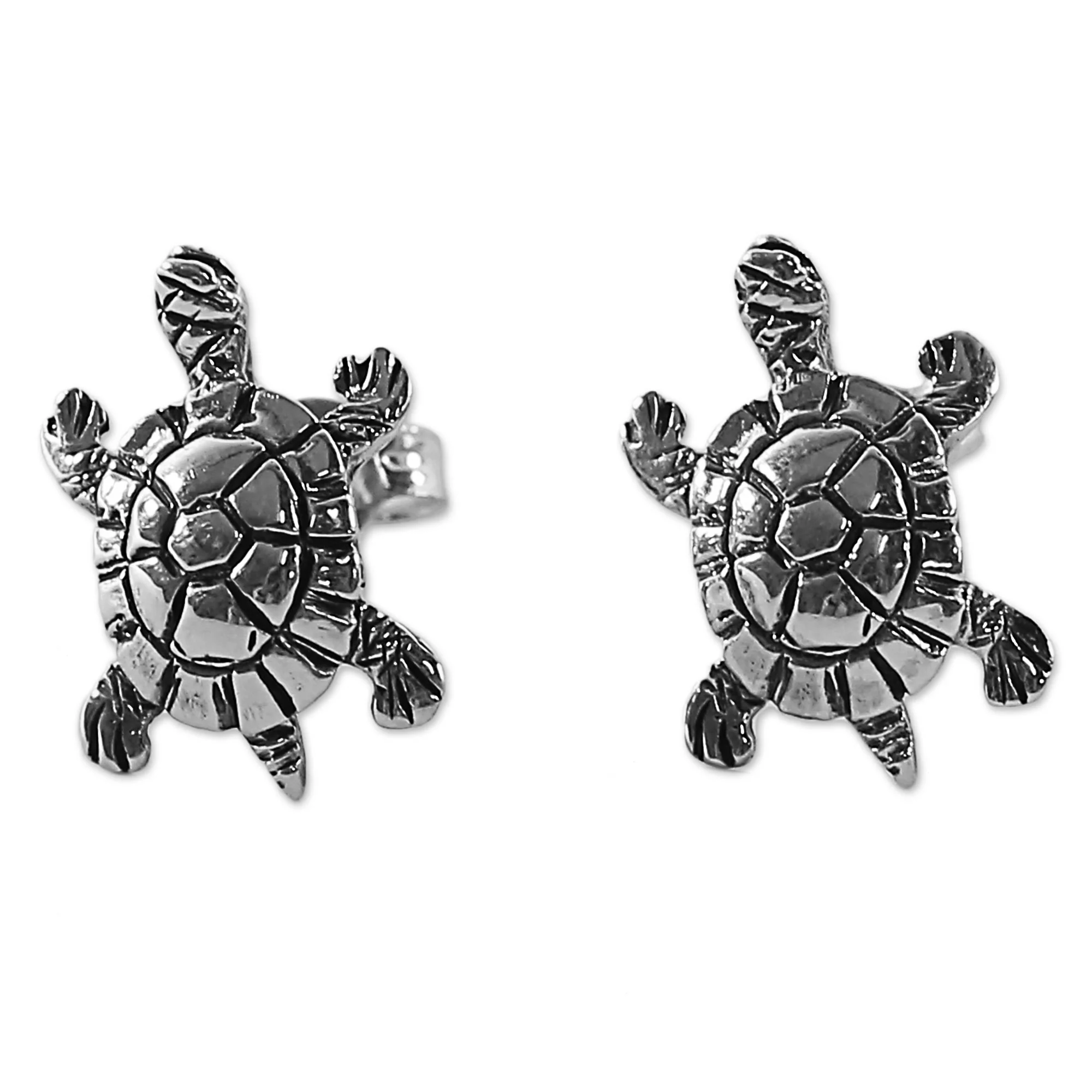 Little Turtles Silver Button Earrings - Image 4