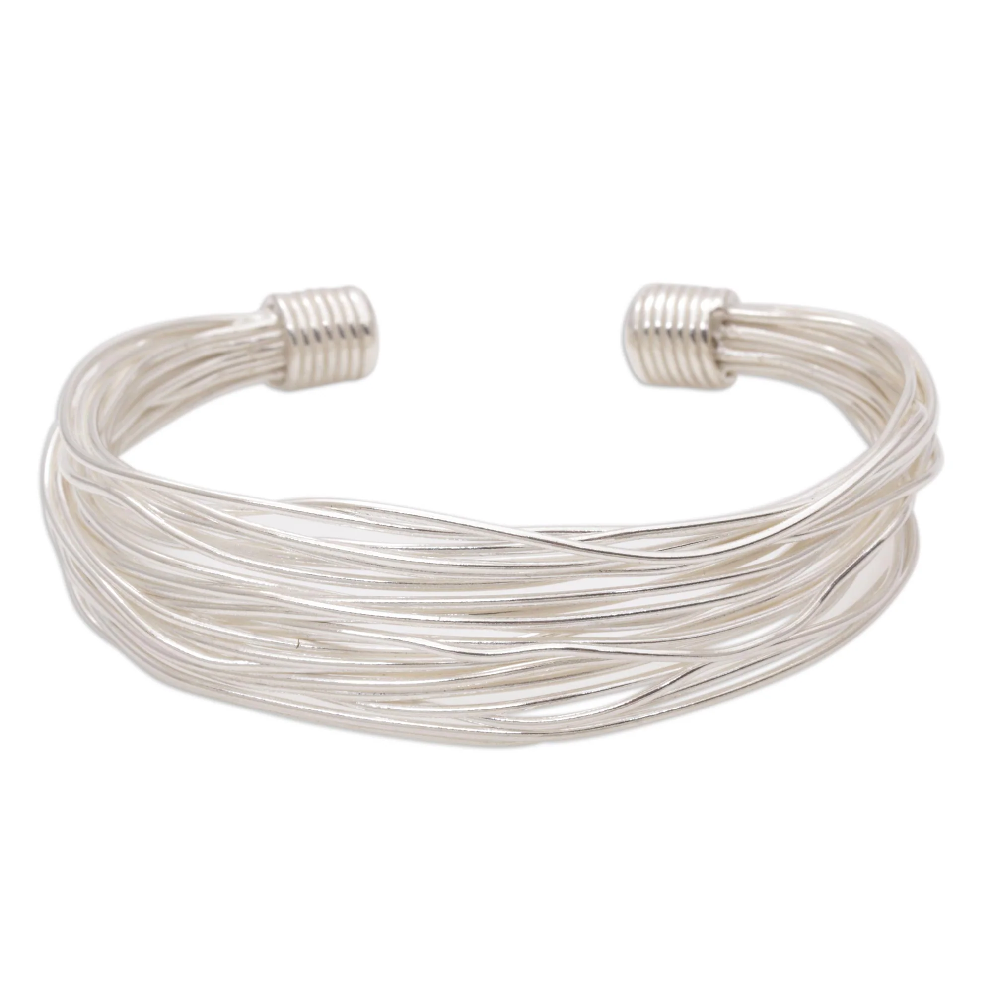 Live Wire Sterling Silver Wrapped Wire Bracelet Handcrafted in Bali - Image 2