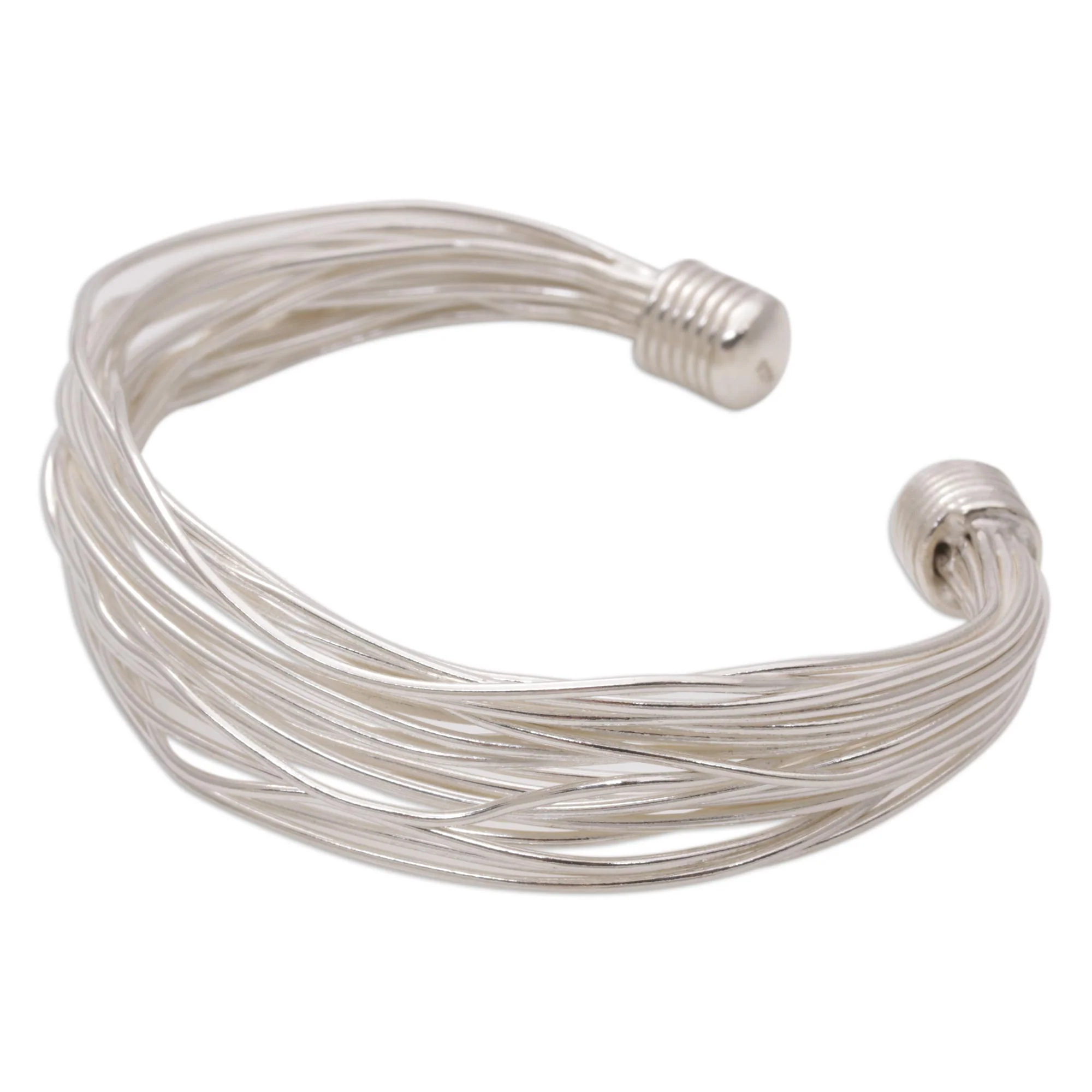 Live Wire Sterling Silver Wrapped Wire Bracelet Handcrafted in Bali - Image 5