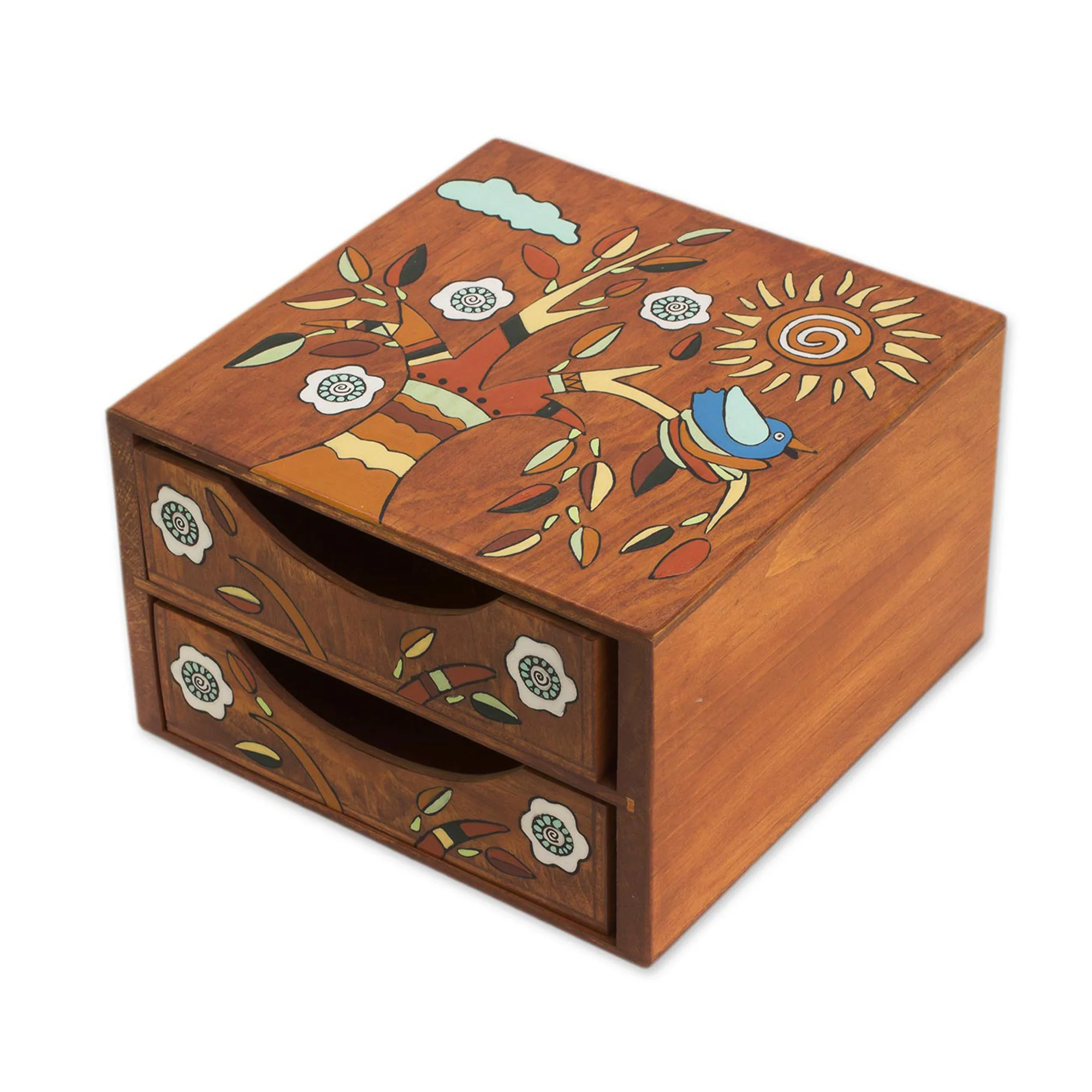 Lively Tree Pinewood Jewelry Box with Bird and Tree Motifs - Image 2