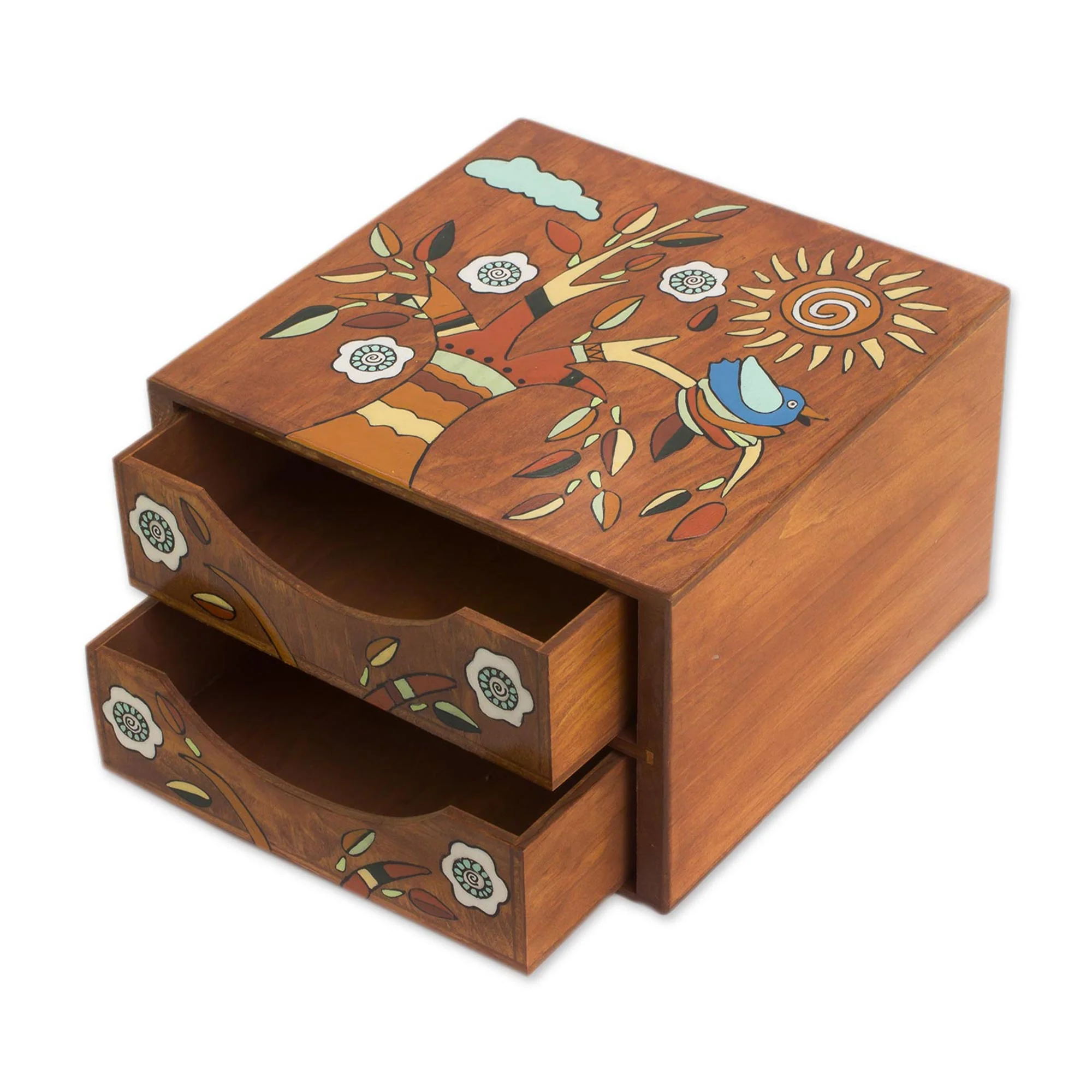 Lively Tree Pinewood Jewelry Box with Bird and Tree Motifs - Image 4