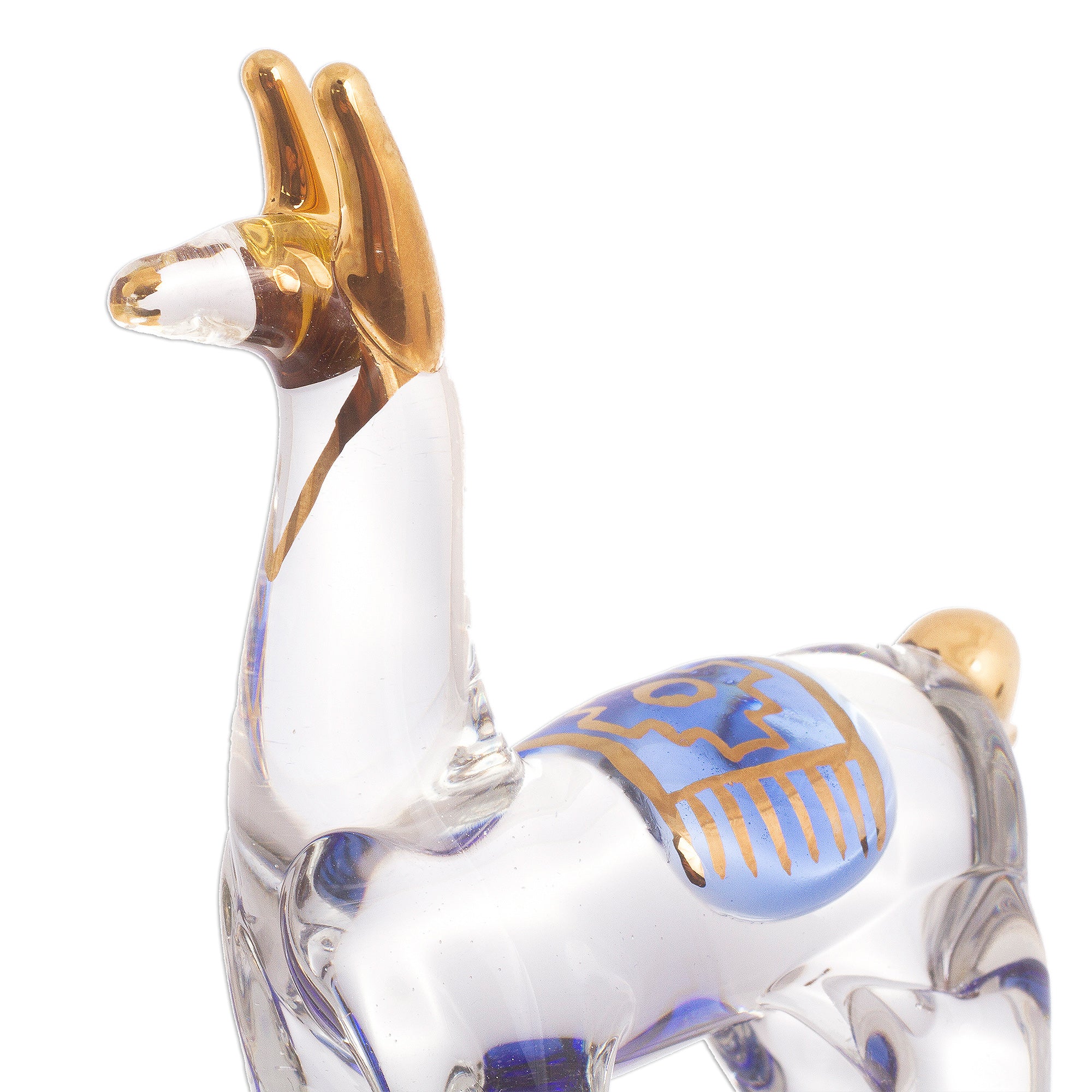 Llamas of the Andes Clear Glass Gilded Llama Figurines from Peru (Set of 4) - Image 5