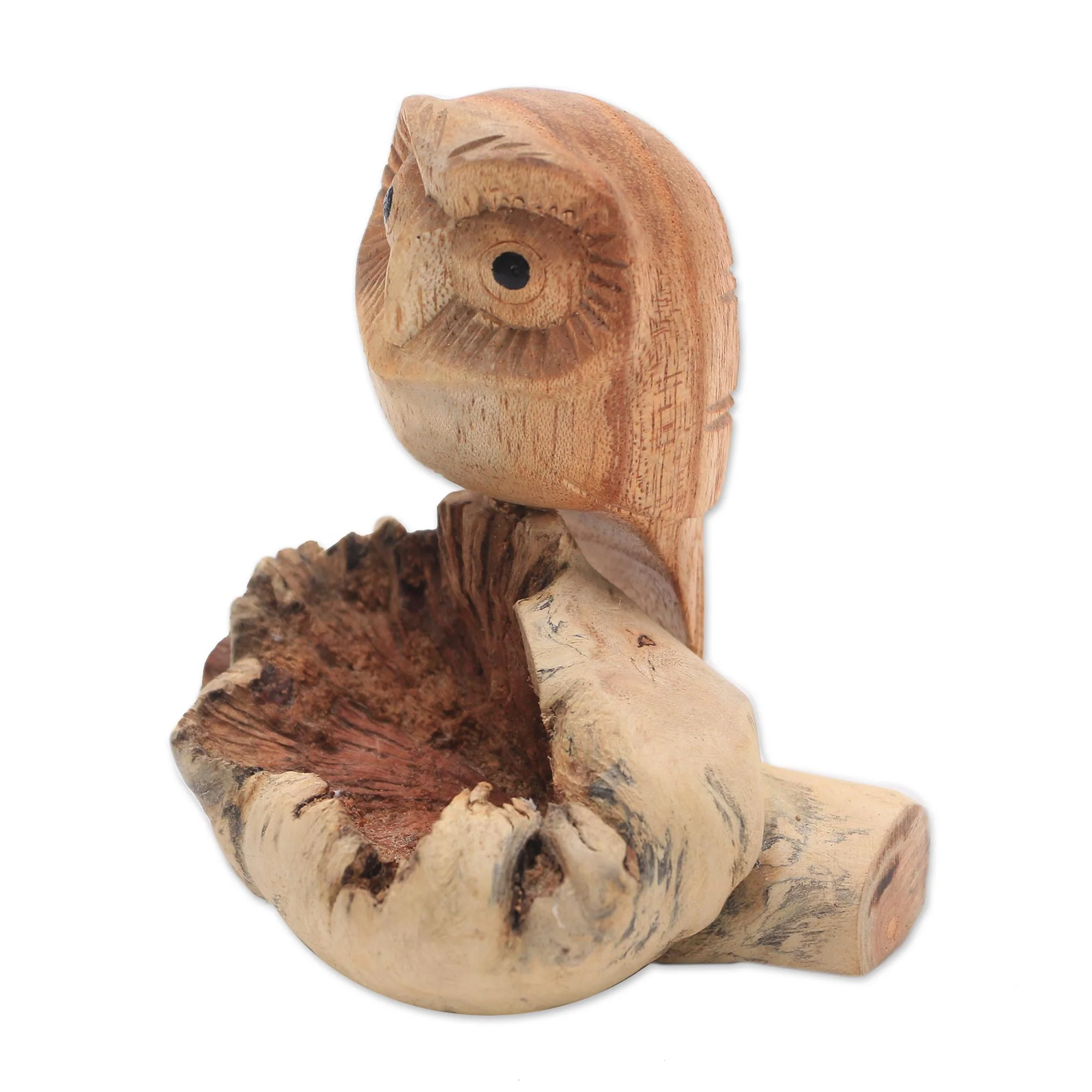 Lone Owl Jempinis Wood Owl Figurine from Bali - Image 4