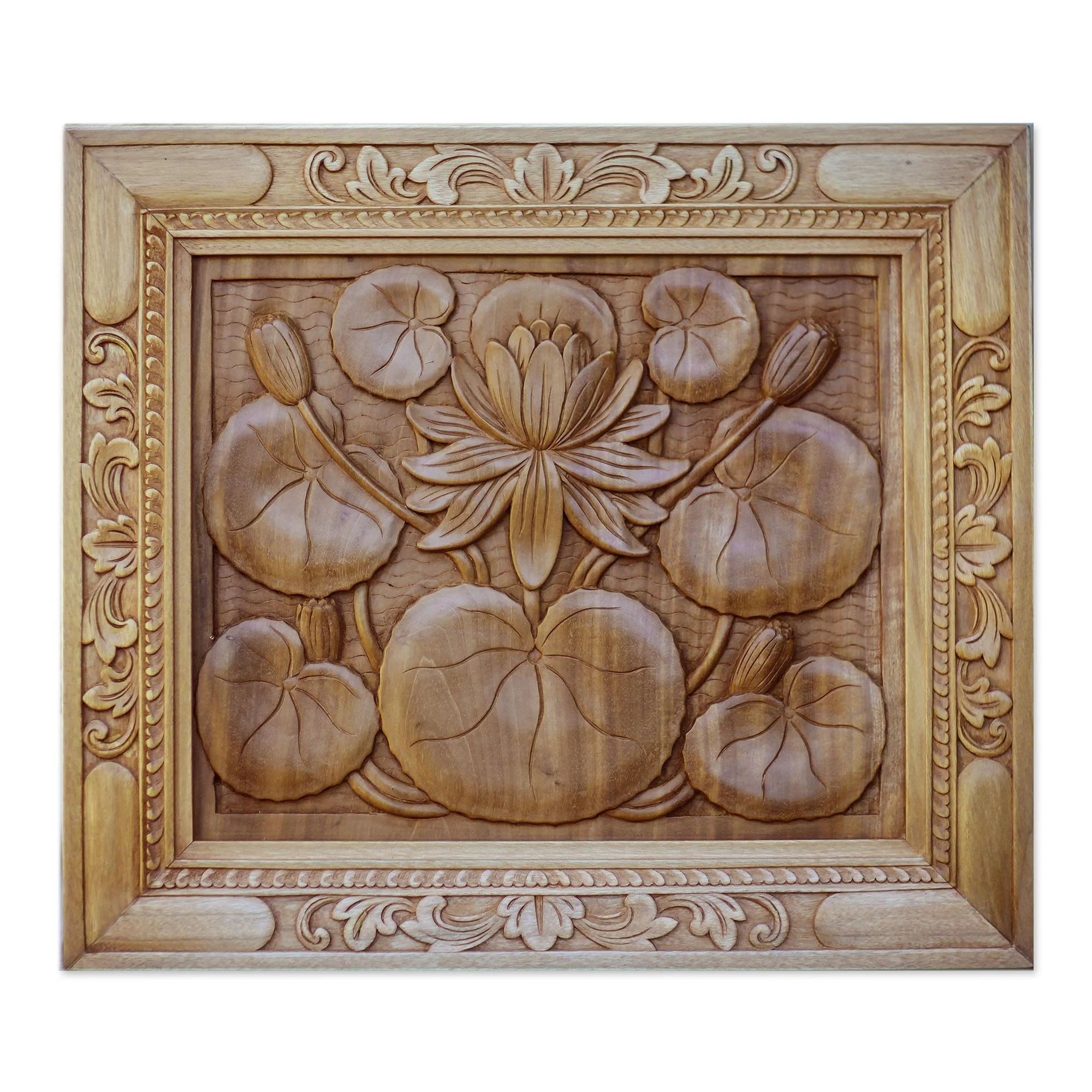 Lotus Blossom Wood relief panel - Image 2