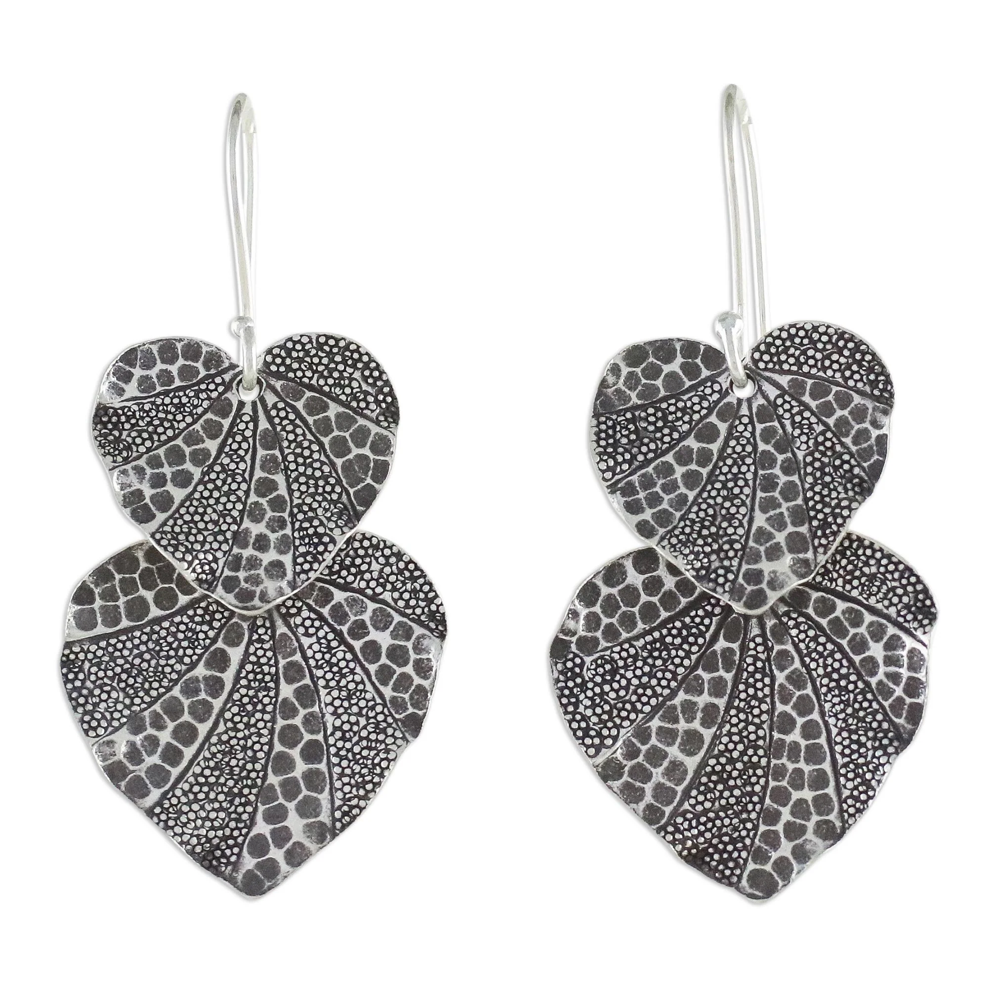 Lotus Garden Lotus Leaf Karen Hill Tribe Silver 950 Dangle Earrings - Image 2