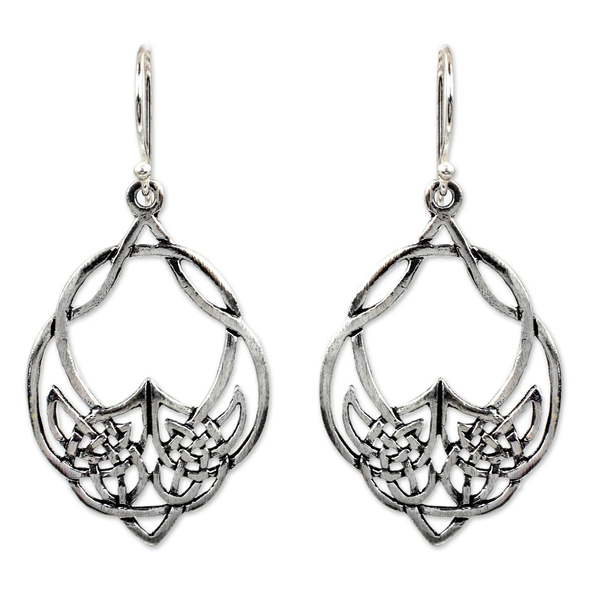 Lotus Lace Sterling Silver Dangle Earrings - Image 2