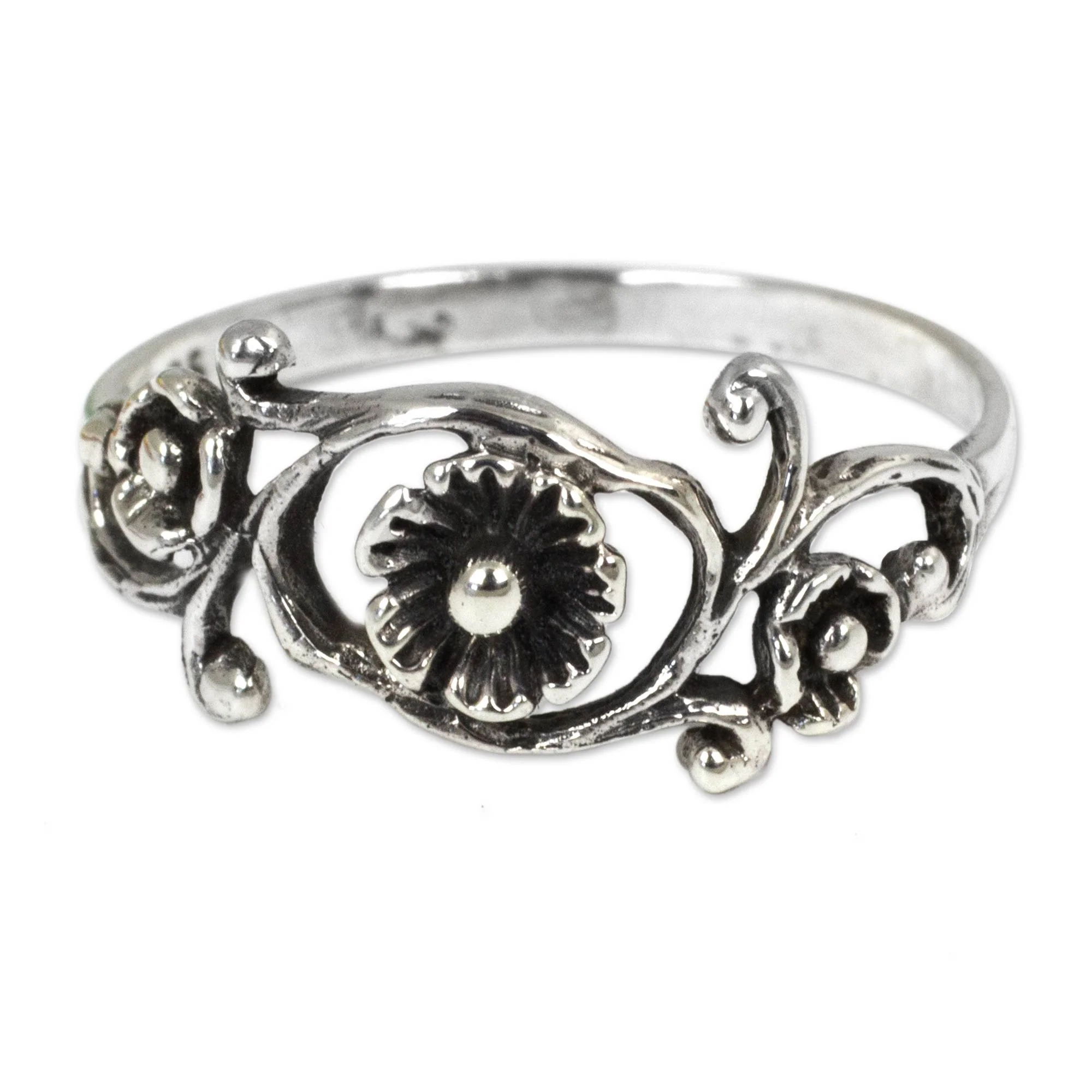 Lotus Rose Sterling Silver Flower Ring - Image 2