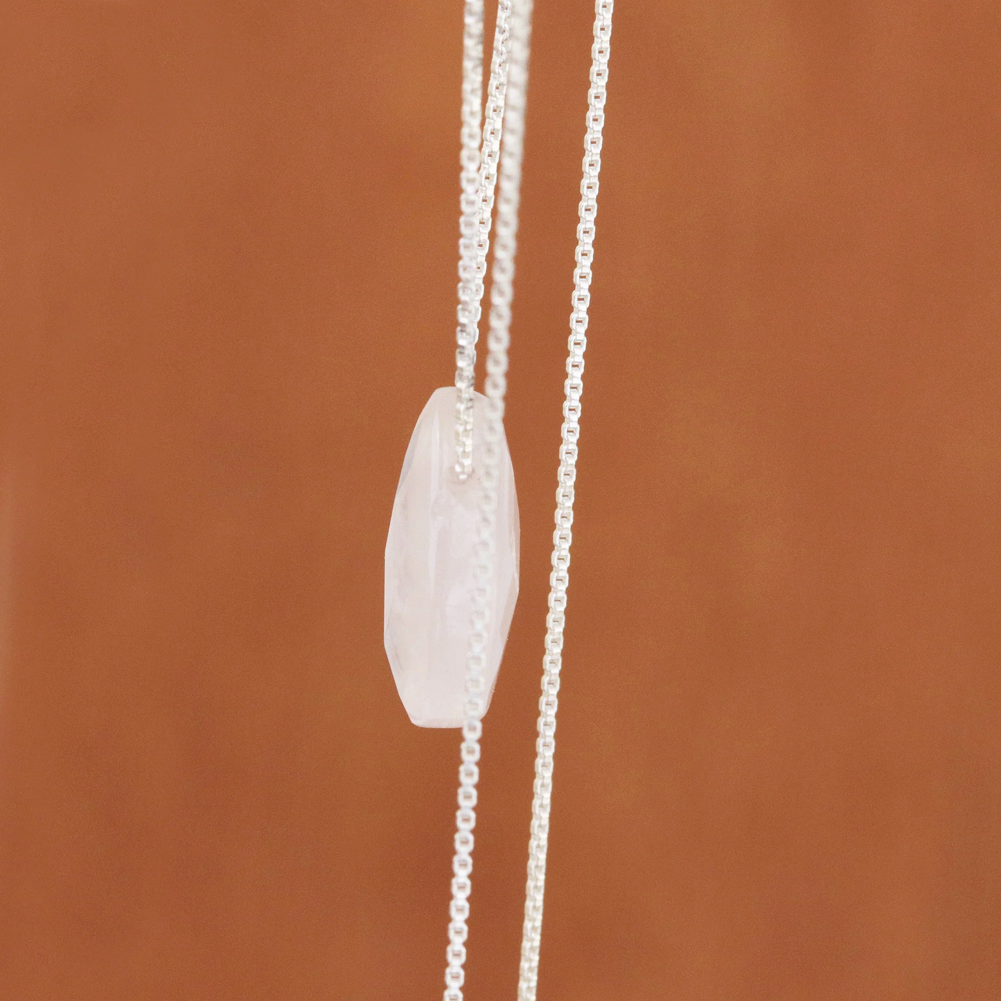 Love Drop Contemporary Brazilian Rose Quartz and Silver 16 - Image 5