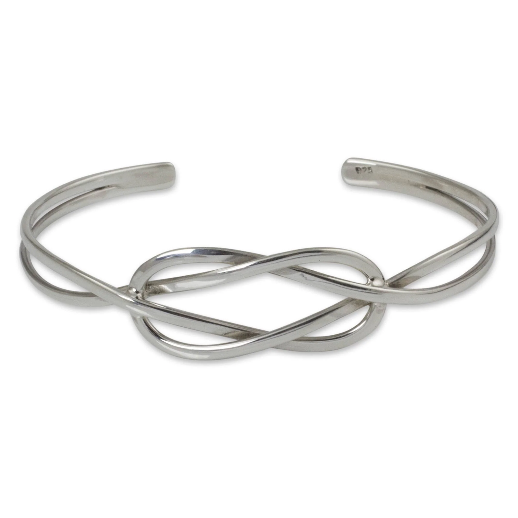 Love Knot Silver Cuff Bracelet - Image 2