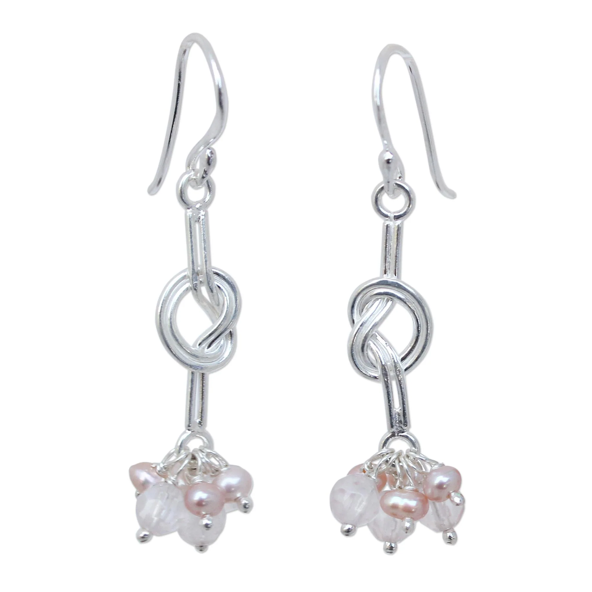 Love Knots Thai Sterling Silver Pearl Earrings - Image 2