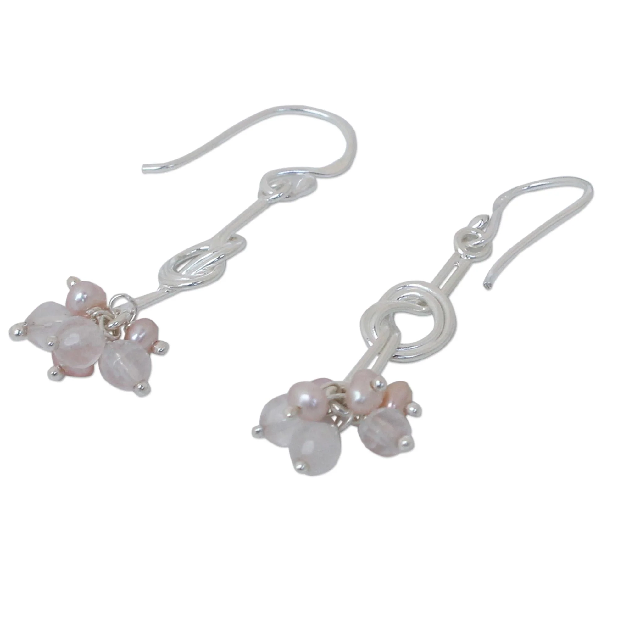 Love Knots Thai Sterling Silver Pearl Earrings - Image 3