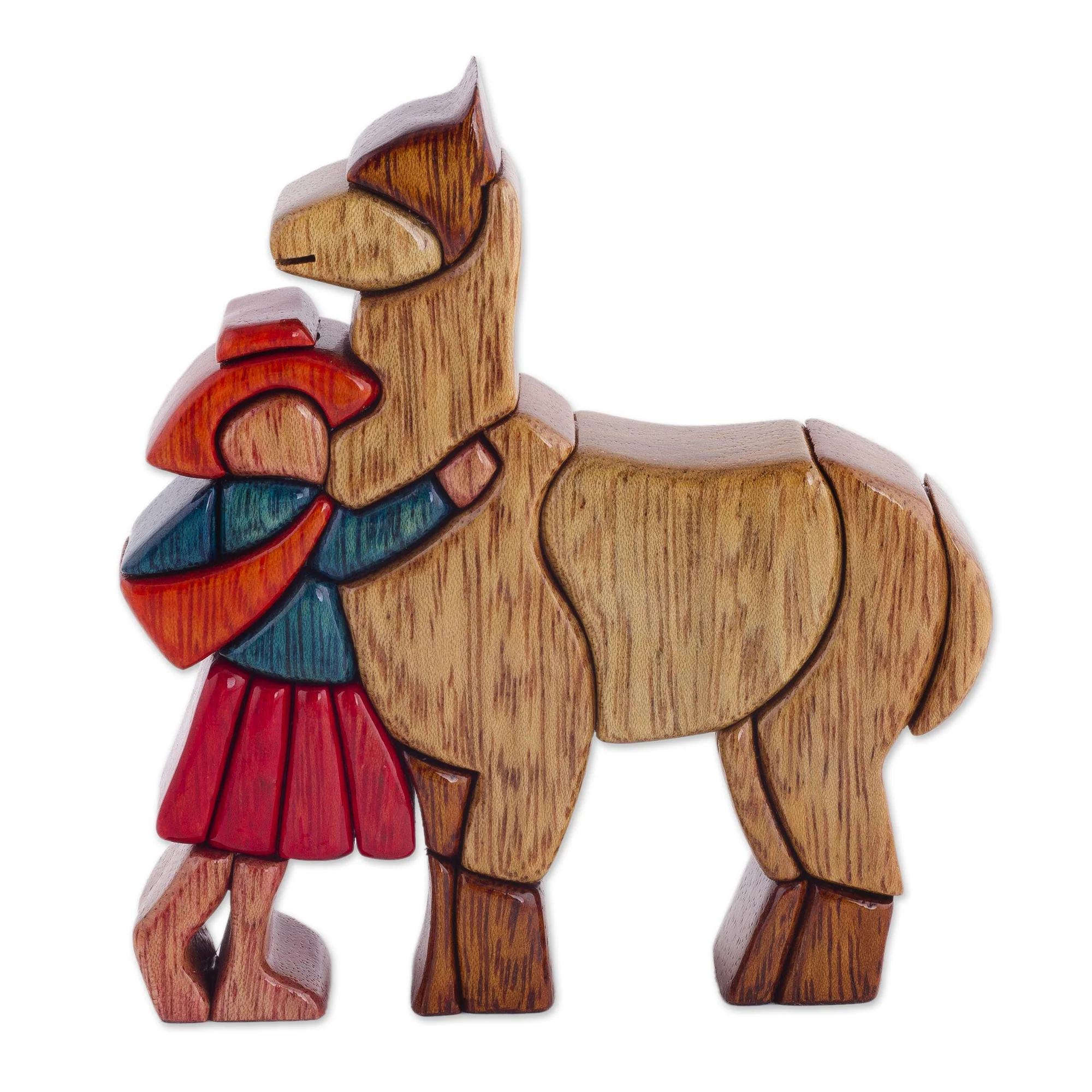 Love My Llama Cedar & Mahogany Sculpture - Image 4