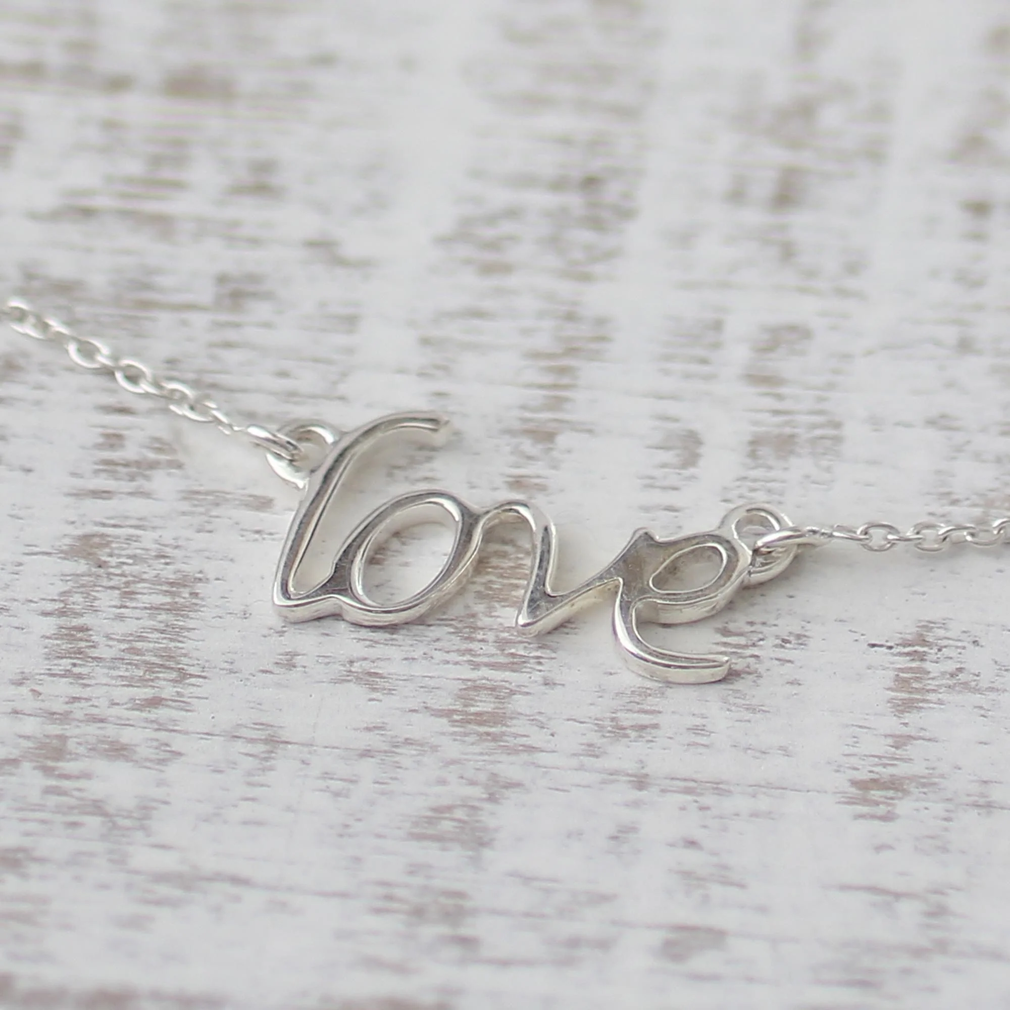 Love Note Handcrafted Sterling Silver Love Theme Pendant Necklace - Image 4