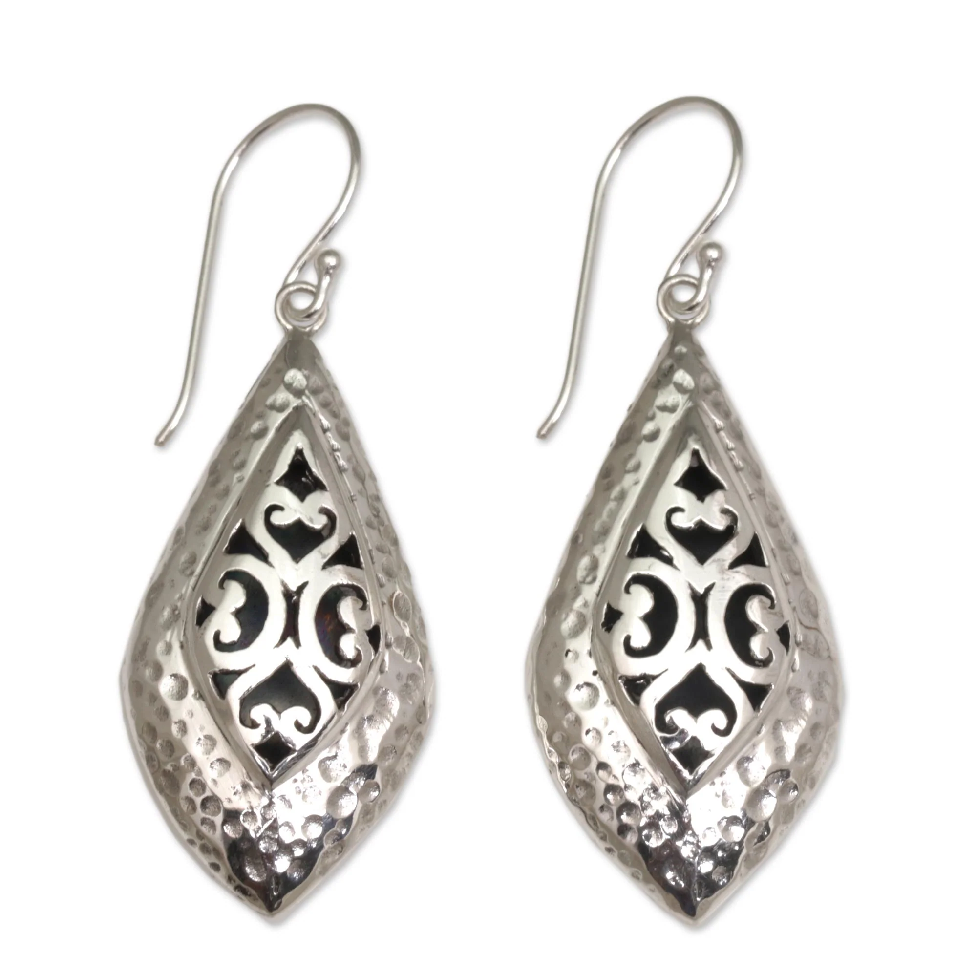 Love of My Life Openwork Sterling Silver Dangle Earrings from Bali - Image 2