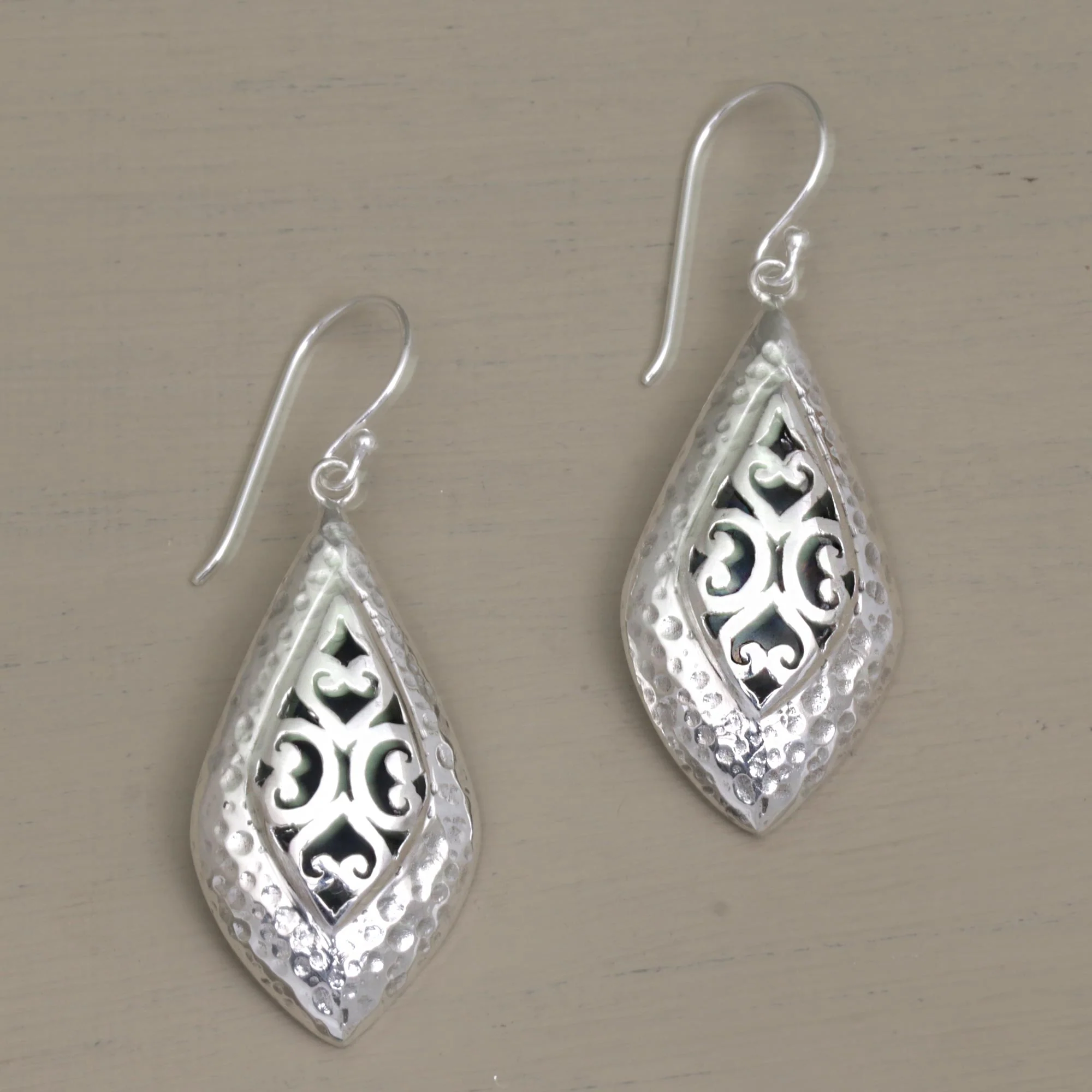 Love of My Life Openwork Sterling Silver Dangle Earrings from Bali - Image 3